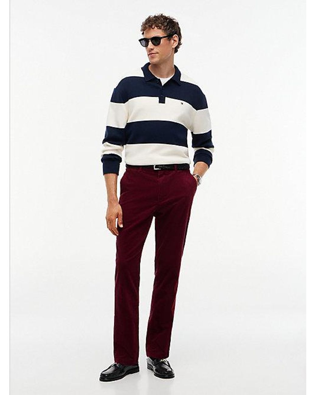 Tommy Hilfiger Red Denton Slim Straight Fine Corduroy Chinos for men
