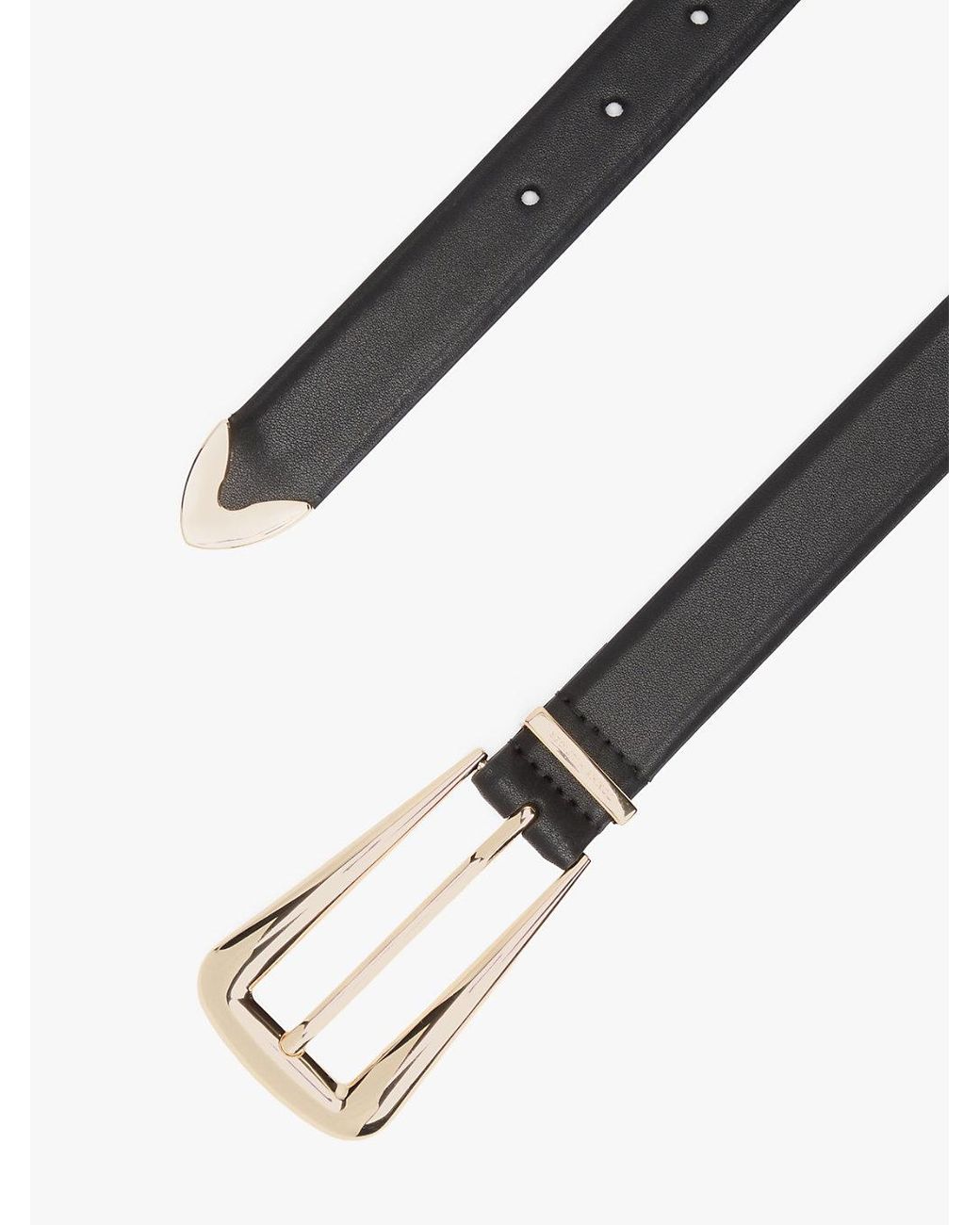 Tommy Hilfiger Black Elongated Rectangular Buckle Leather Belt