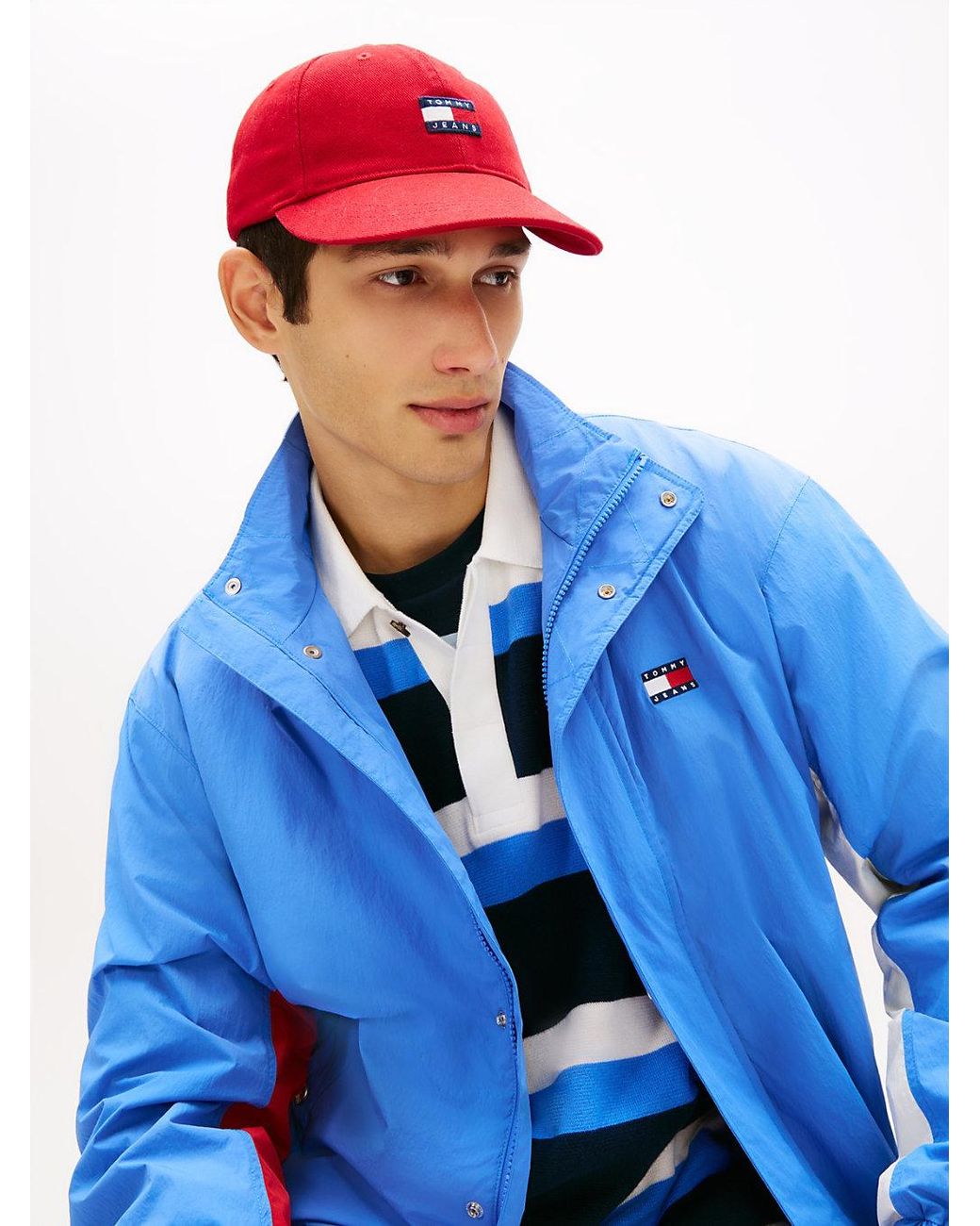 Tommy Hilfiger Red Wavy Logo Washed Twill Baseball Cap for men