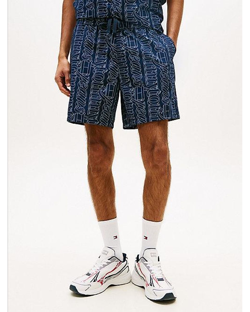 Tommy Hilfiger Blue Print Poplin Relaxed Shorts for men