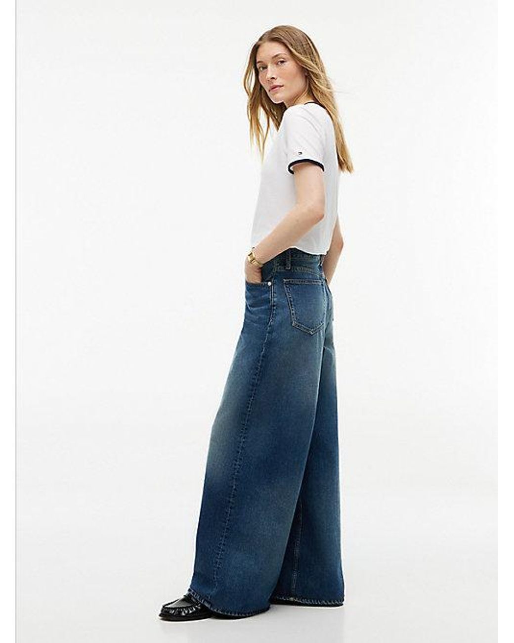 Tommy Hilfiger Blue Indie High Rise Wide Jeans