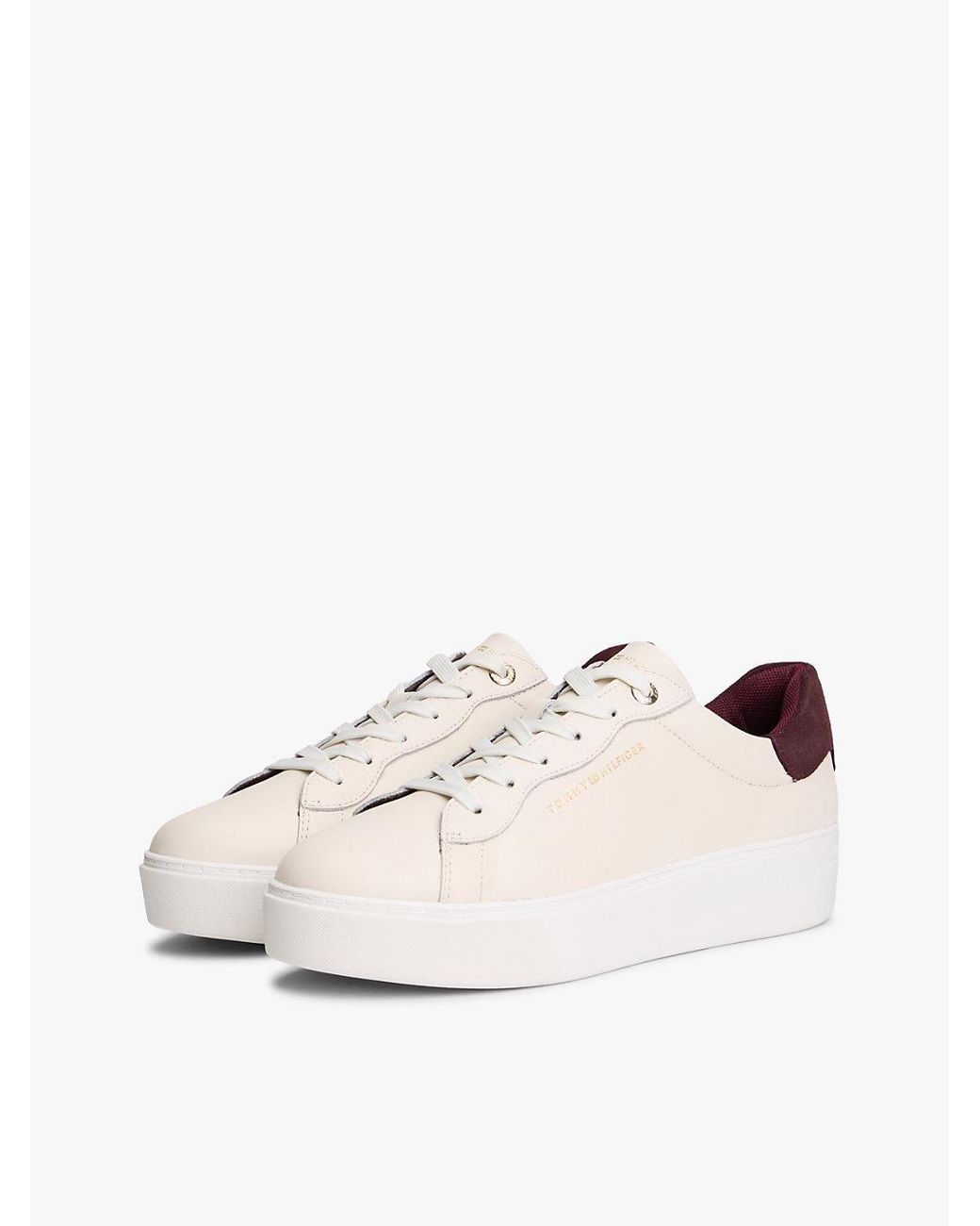 Tommy Hilfiger Natural Leather Cupsole Platform Trainers
