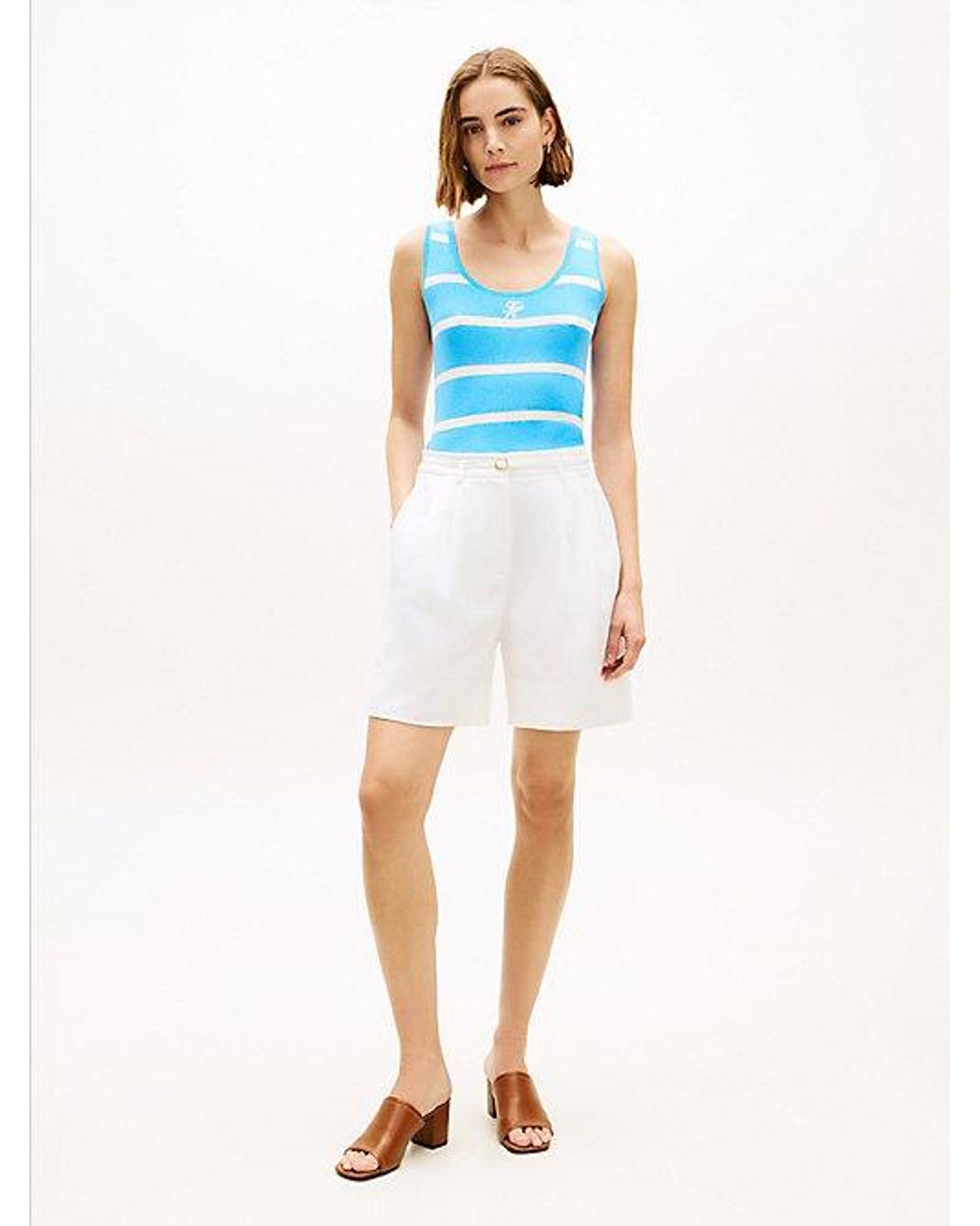 Tommy Hilfiger Blue Premium Knit Embroidery Slim Tank Top