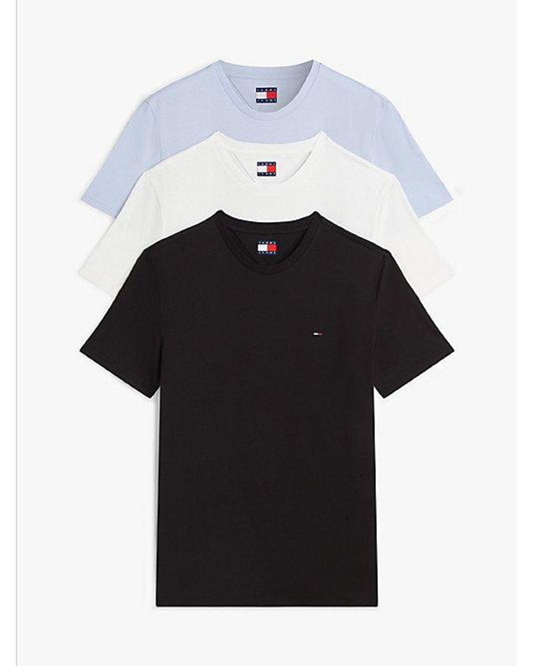 Tommy Hilfiger Black 3-Pack Tommy Flag Extra Slim T-Shirts for men