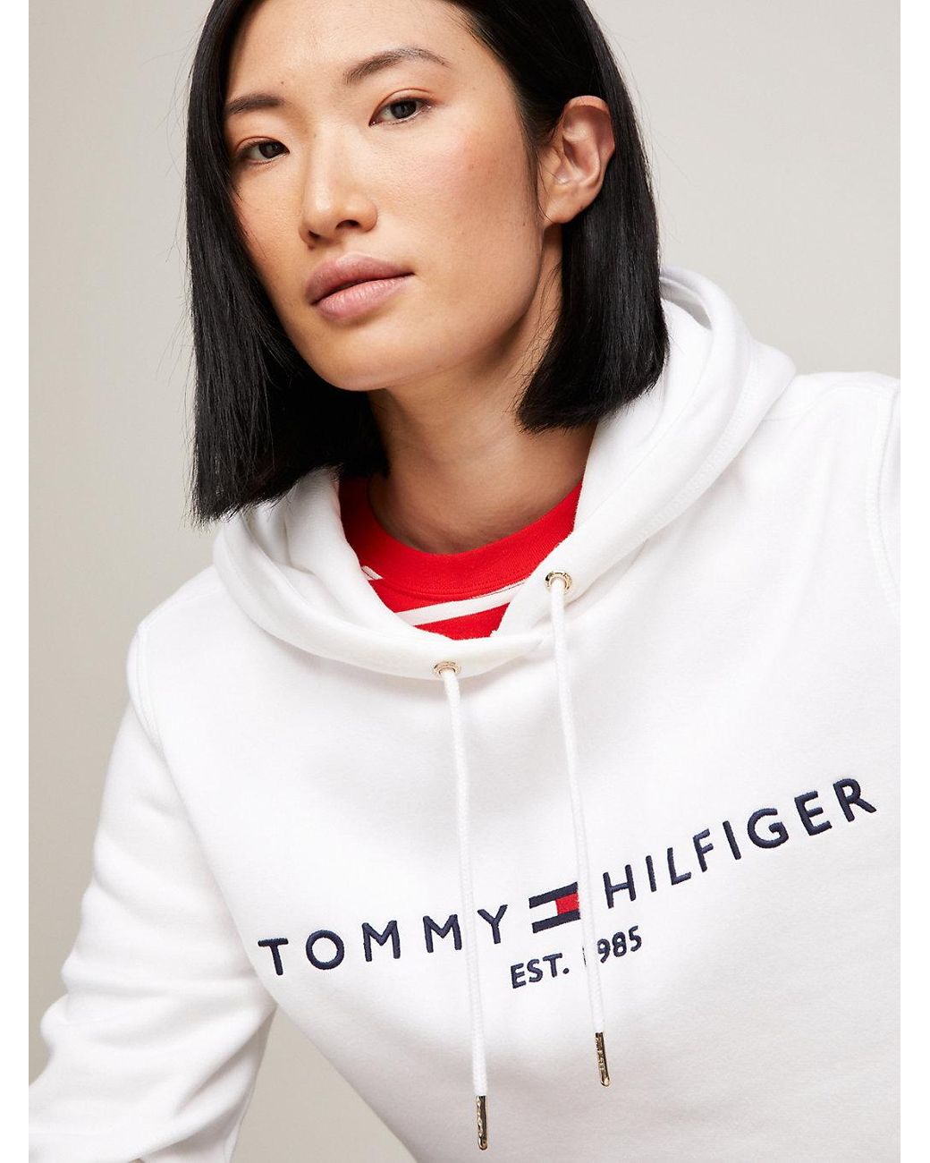 Tommy Hilfiger White Essential Logo Hoody