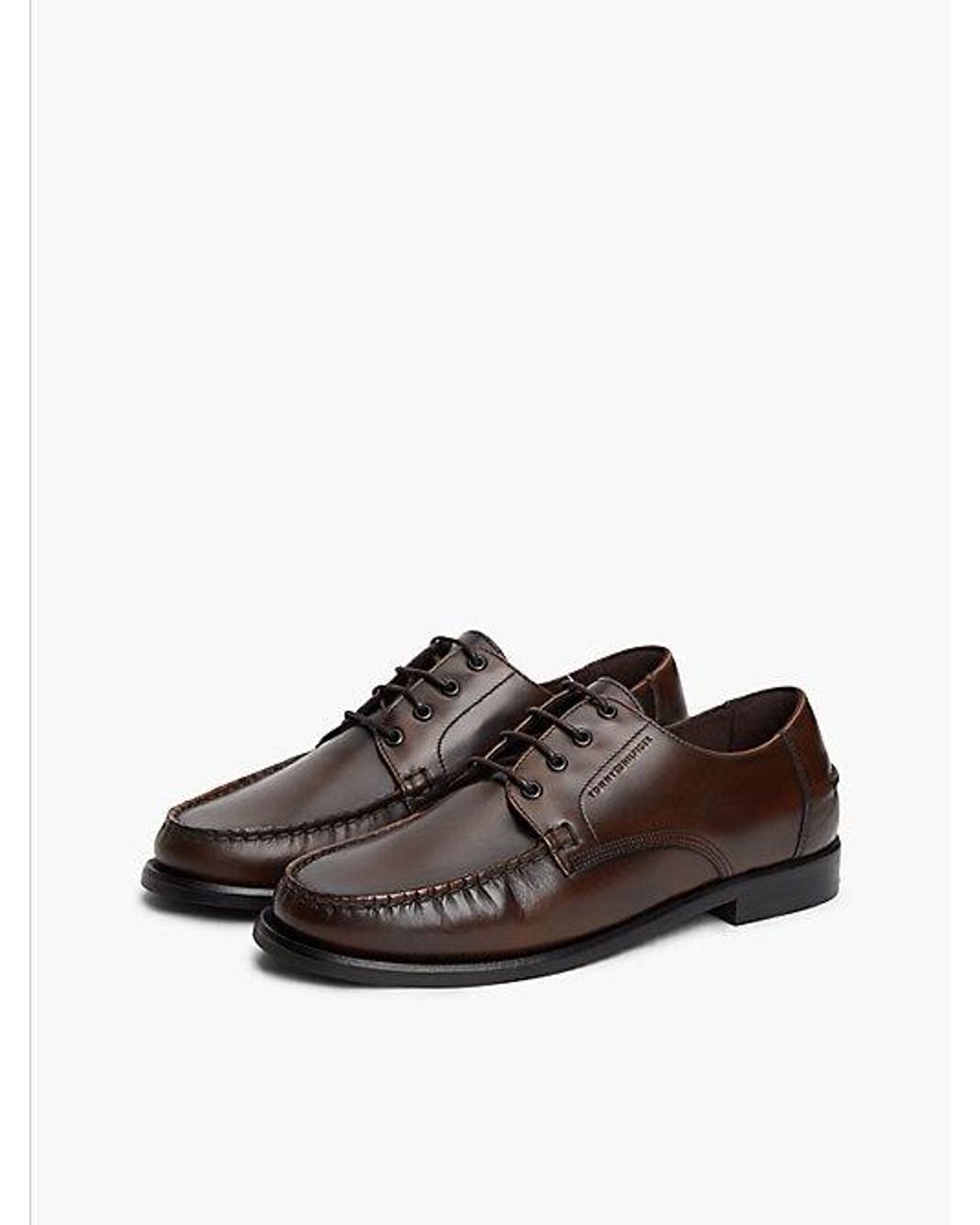 Tommy Hilfiger Brown New York Label Leather Lace Up Shoes for men