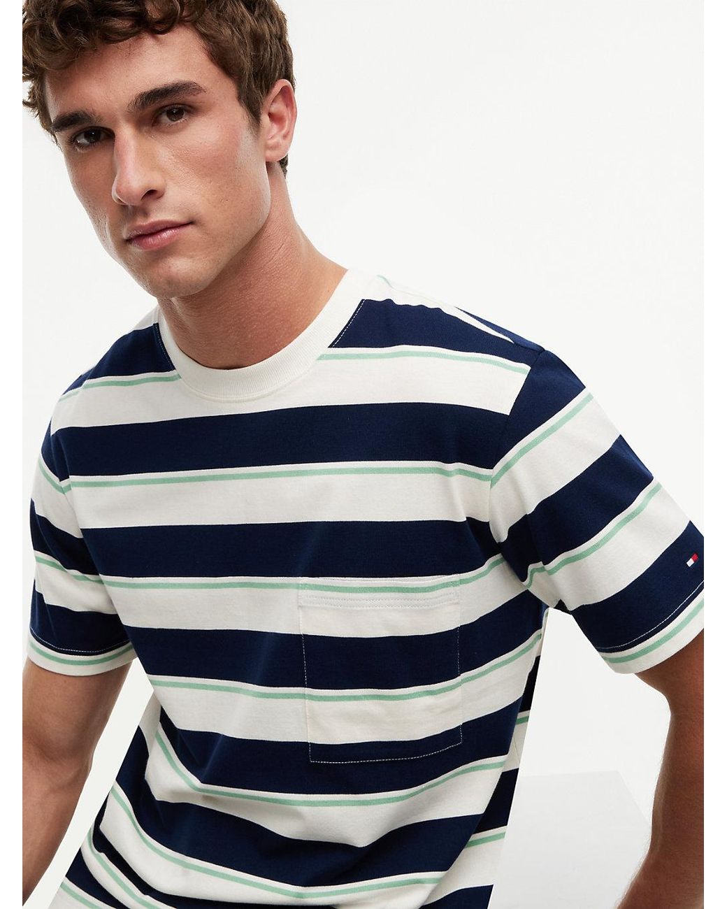 Tommy Hilfiger Blue Mixed Stripe Relaxed Jersey T-Shirt for men