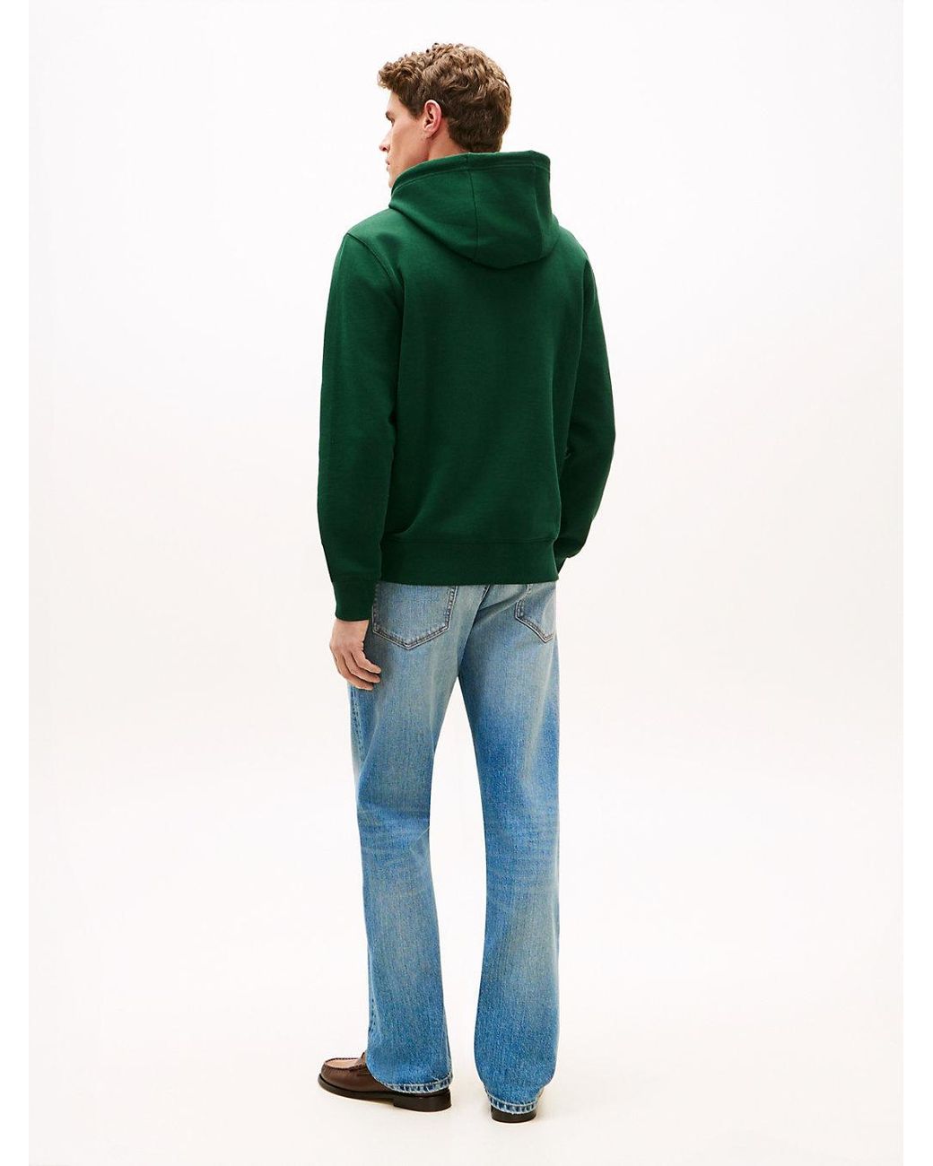 Tommy Hilfiger Green Logo Embroidery Terry Hoody for men