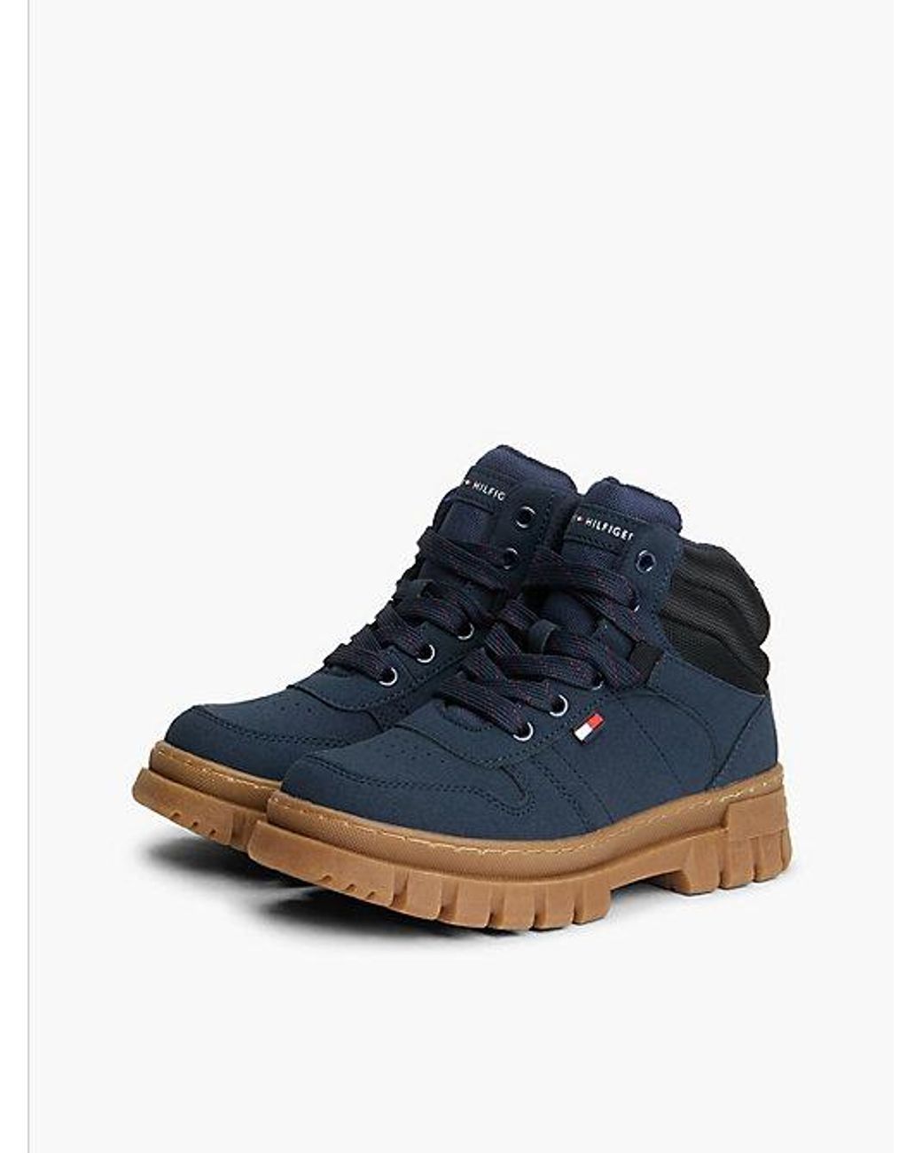 Tommy Hilfiger Blue Warm Lined Cleat Lace Up Boots