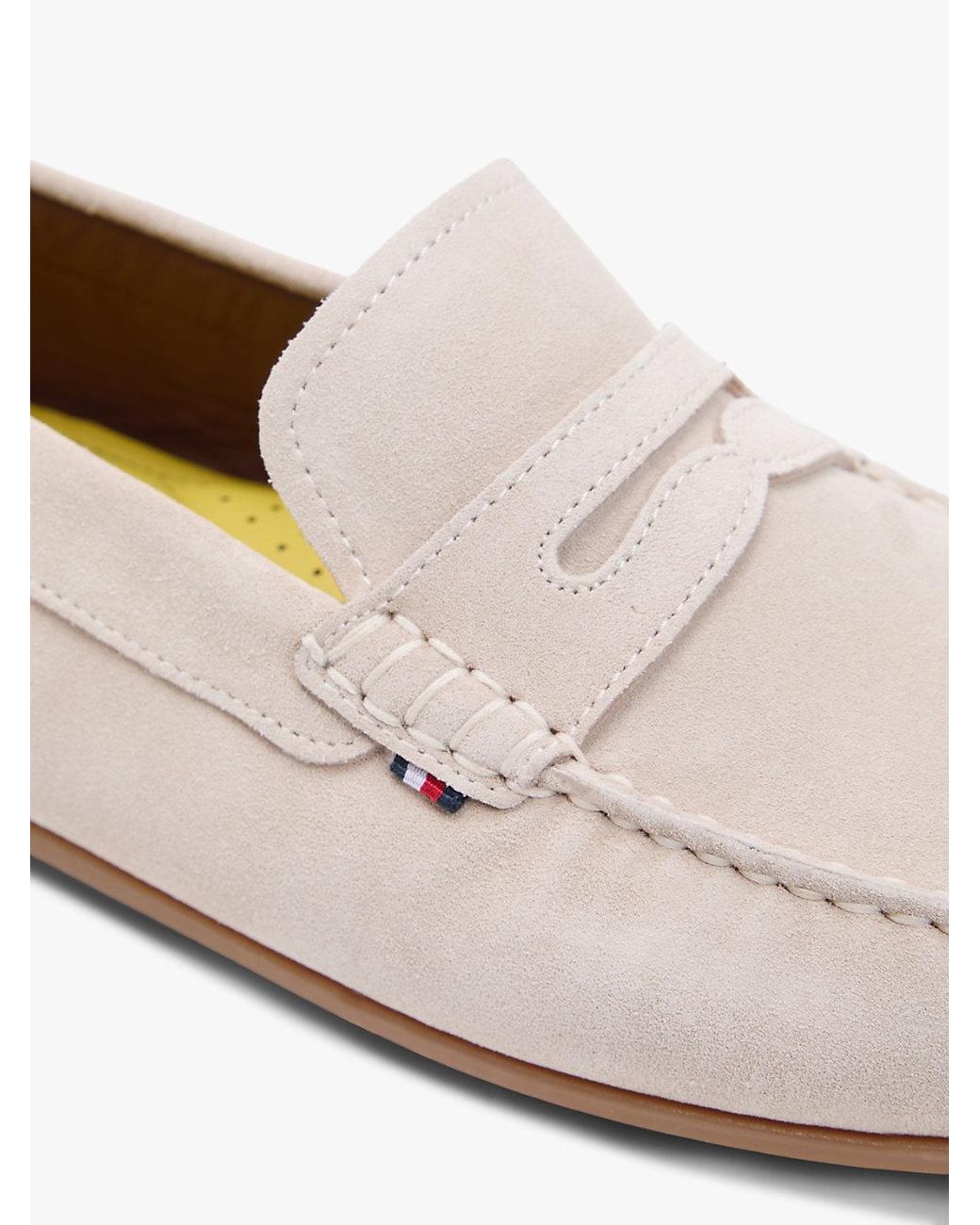 Tommy Hilfiger White Suede Cleat Driver Shoes for men