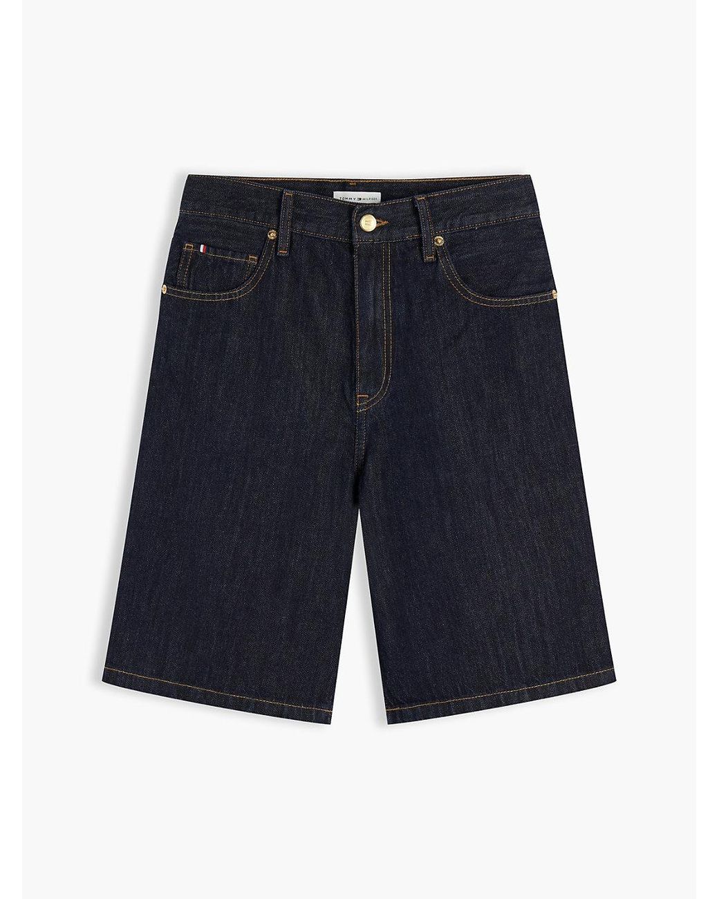 Tommy Hilfiger Blue High Rise Straight Denim Bermuda Shorts
