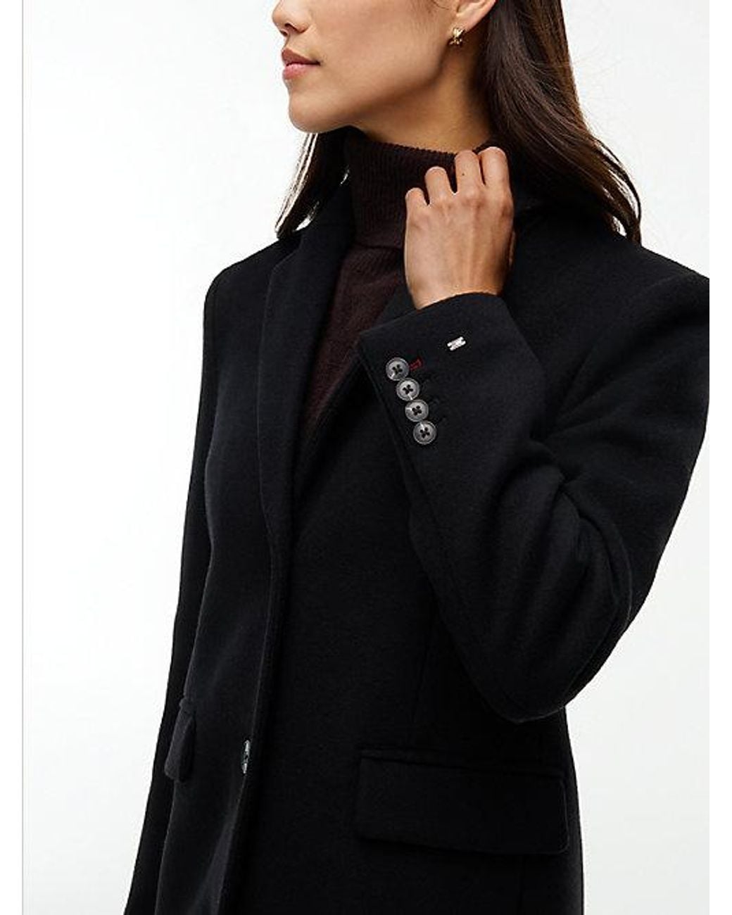 Tommy Hilfiger Black Manteco Wool Blend Slim Single Breasted Coat