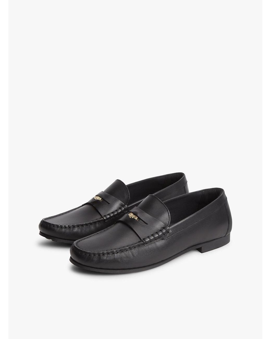 Tommy Hilfiger White Th Monogram Leather Penny Loafers