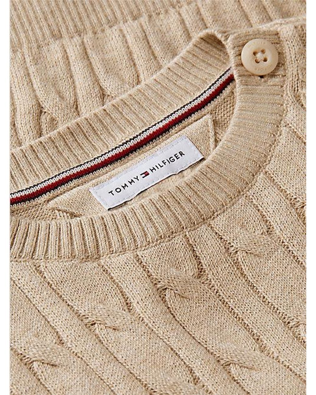 Tommy Hilfiger Natural Flag Embroidery Cable Knit Jumper