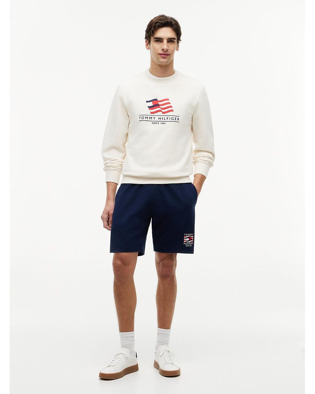 Tommy Hilfiger Blue Logo Embroidery Terry Sweat Shorts for men