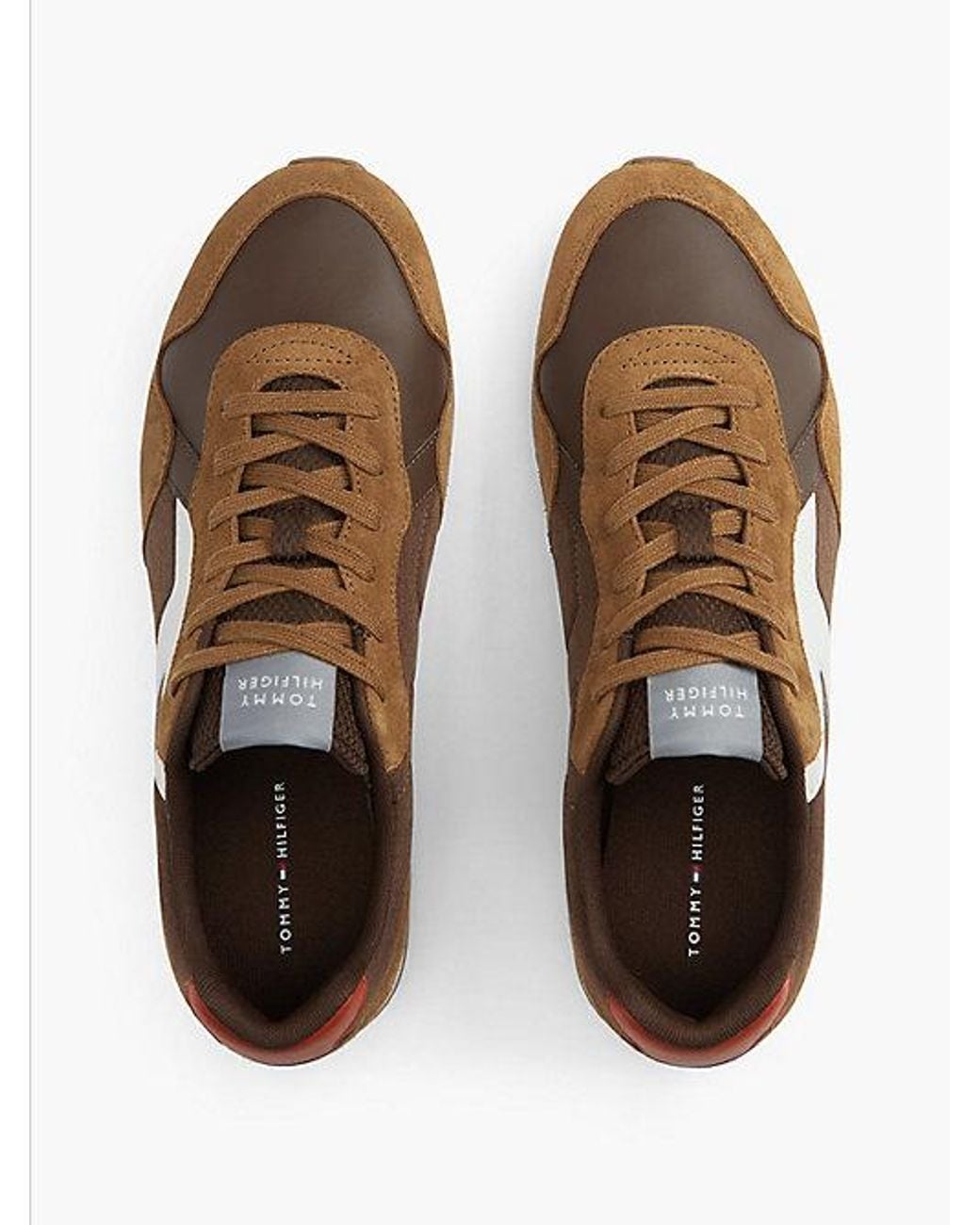 Tommy Hilfiger Brown Suede Mixed Texture Trainers for men