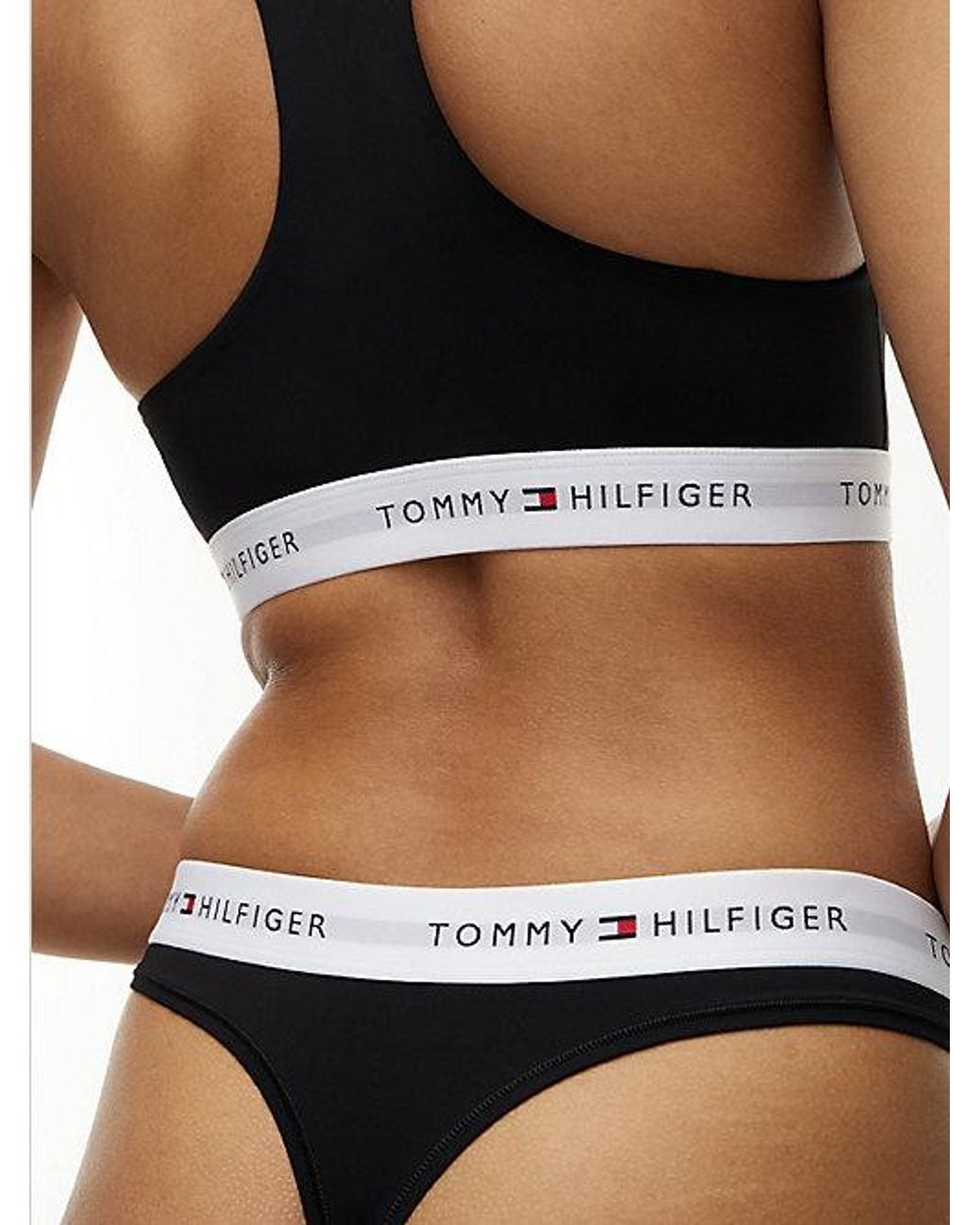 Tommy Hilfiger White Signature Logo Microfibre Thong