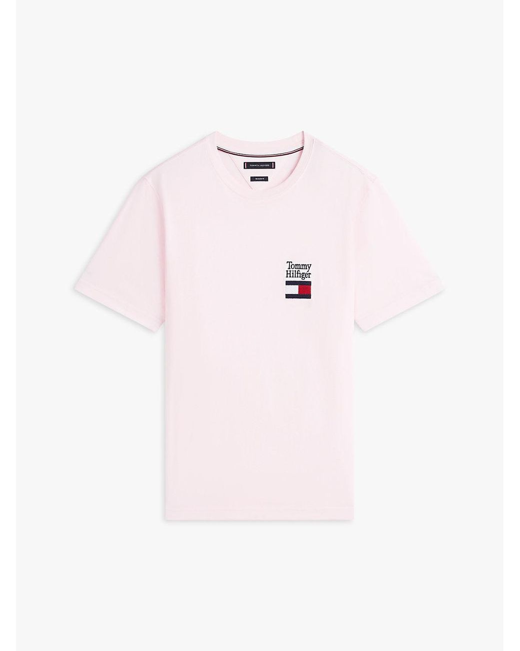 Tommy Hilfiger White Logo Embroidery Jersey Crew Neck T-Shirt for men