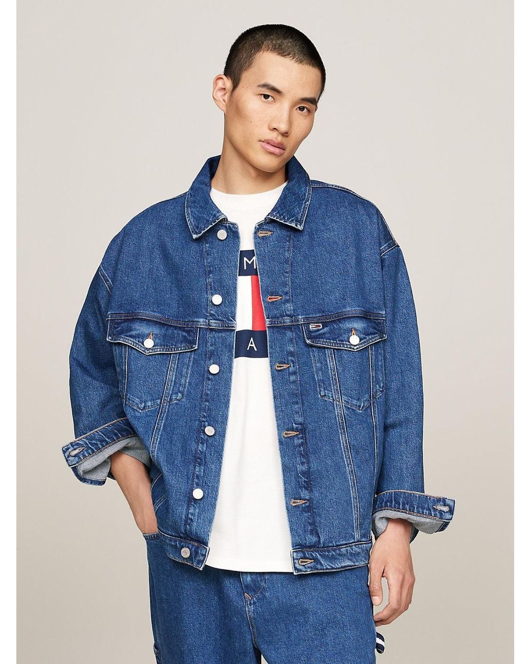 Tommy Hilfiger Aiden Archive Oversized Denim Trucker Jacket in