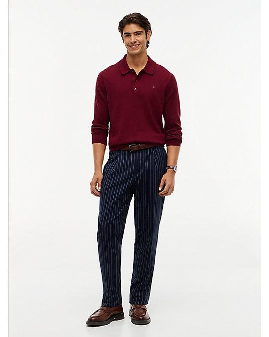 Tommy Hilfiger Red Regular Fit Polo Jumper With Cashmere for men