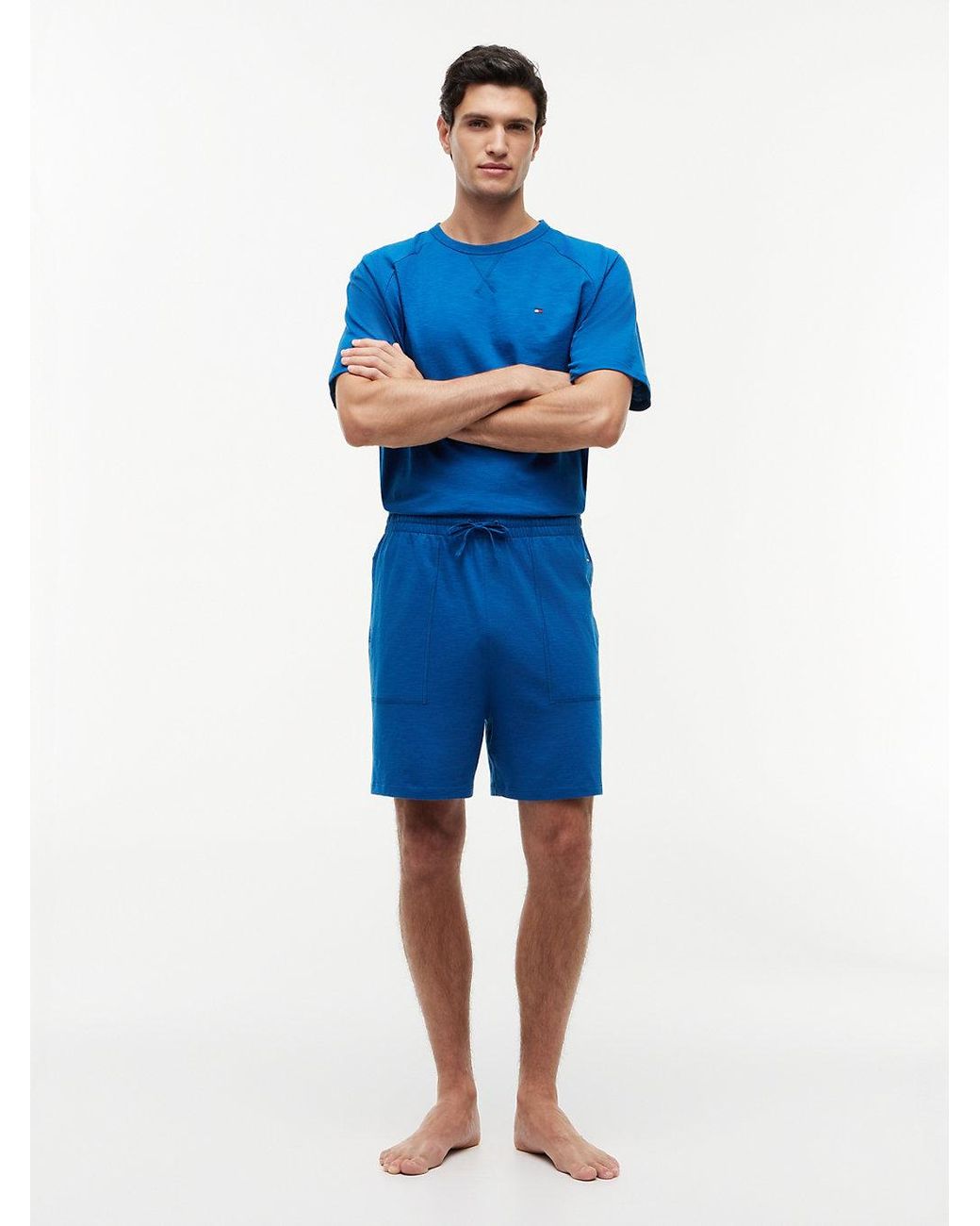 Tommy Hilfiger Blue Essential Textured Jersey Pyjama Shorts for men