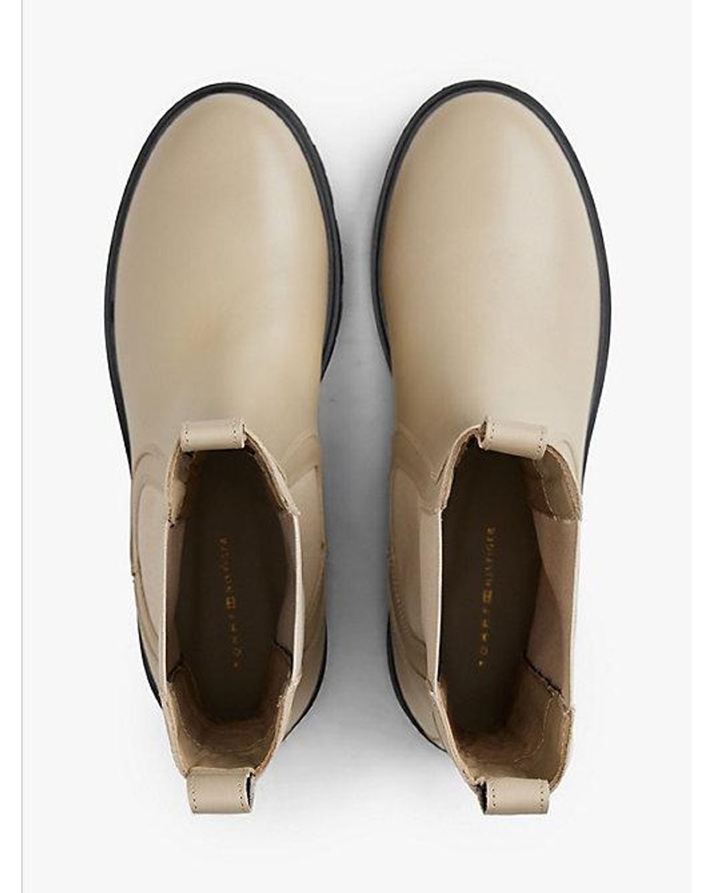 Tommy Hilfiger White Leather Cleat Mid Chelsea Boots