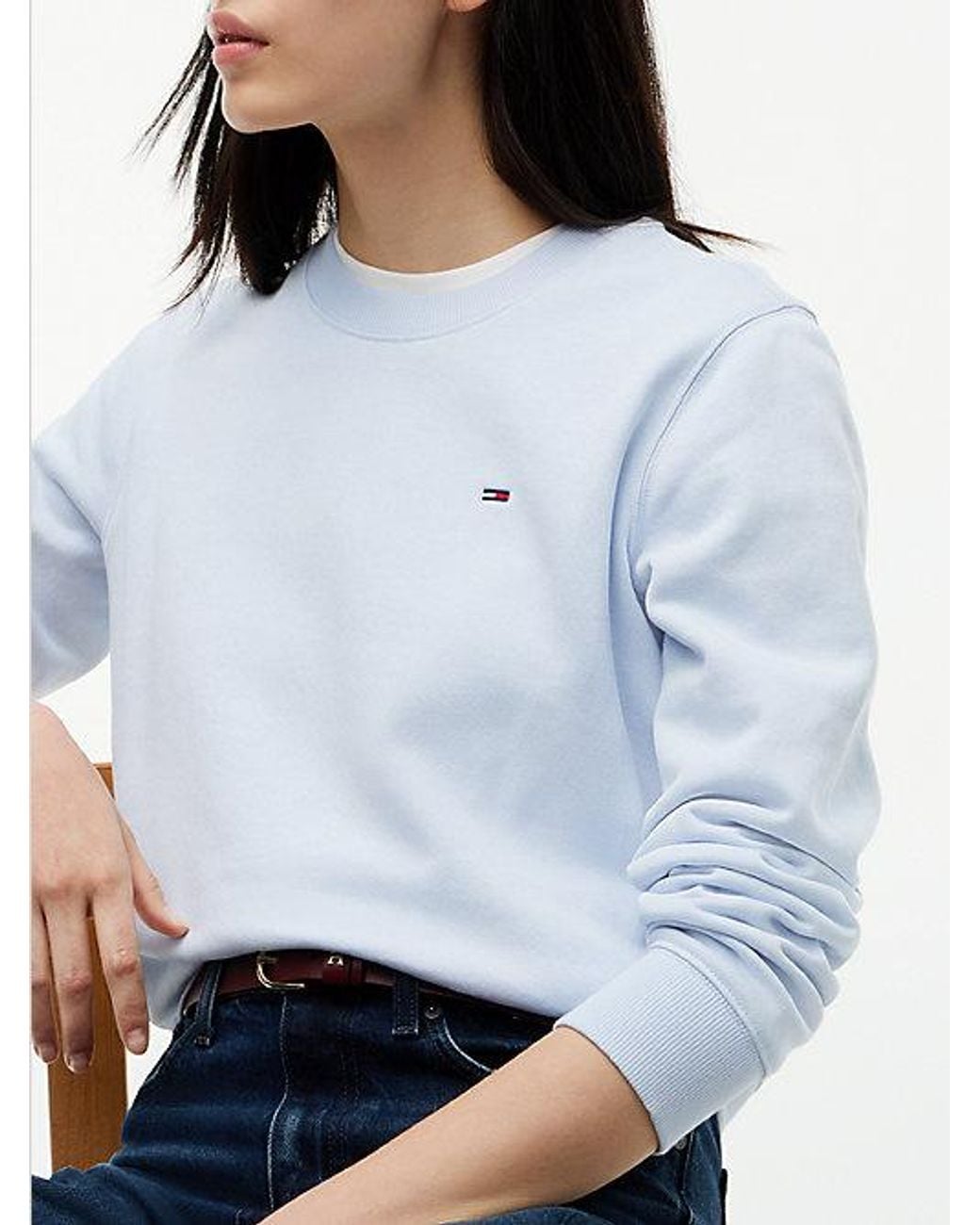 Tommy Hilfiger White Flag Embroidery Brushed Fleece Sweatshirt