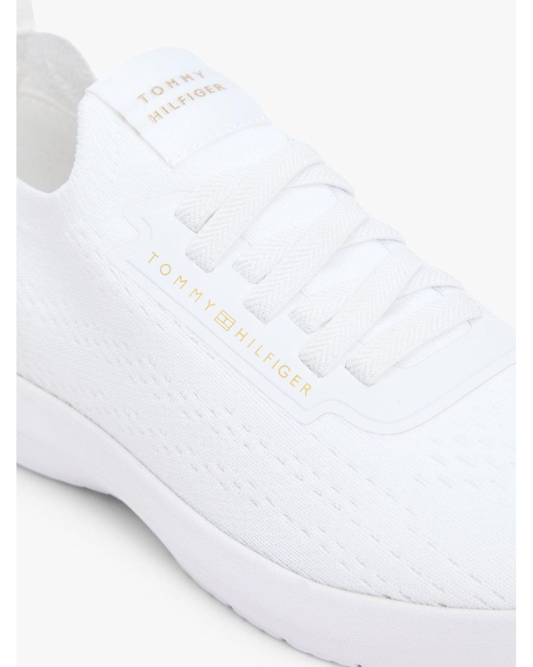 Tommy Hilfiger White Knit Lightweight Mono-Sock Slip-On Trainers