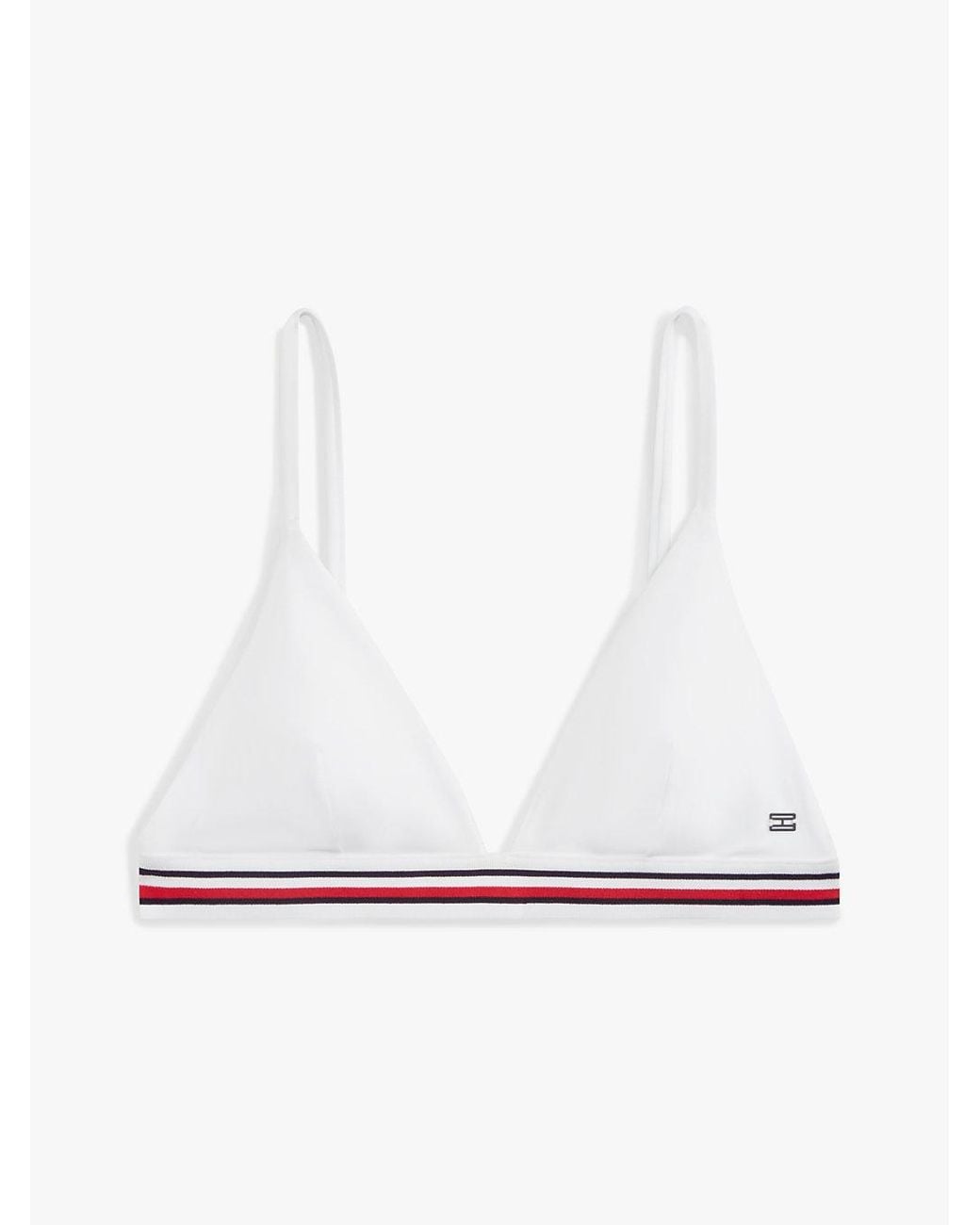 Tommy Hilfiger White Global Stripe Triangle Bikini Top