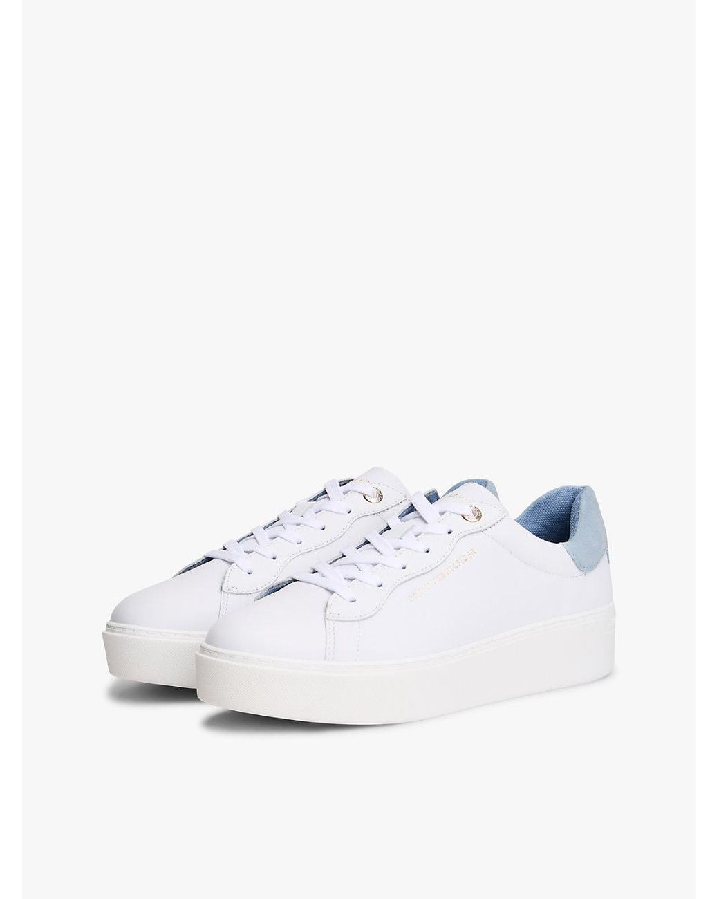 Tommy Hilfiger White Leather Cupsole Platform Trainers