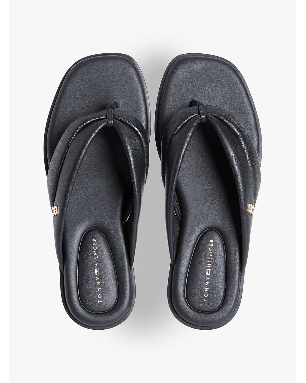 Tommy Hilfiger White Leather Toe Post Flat Sandals