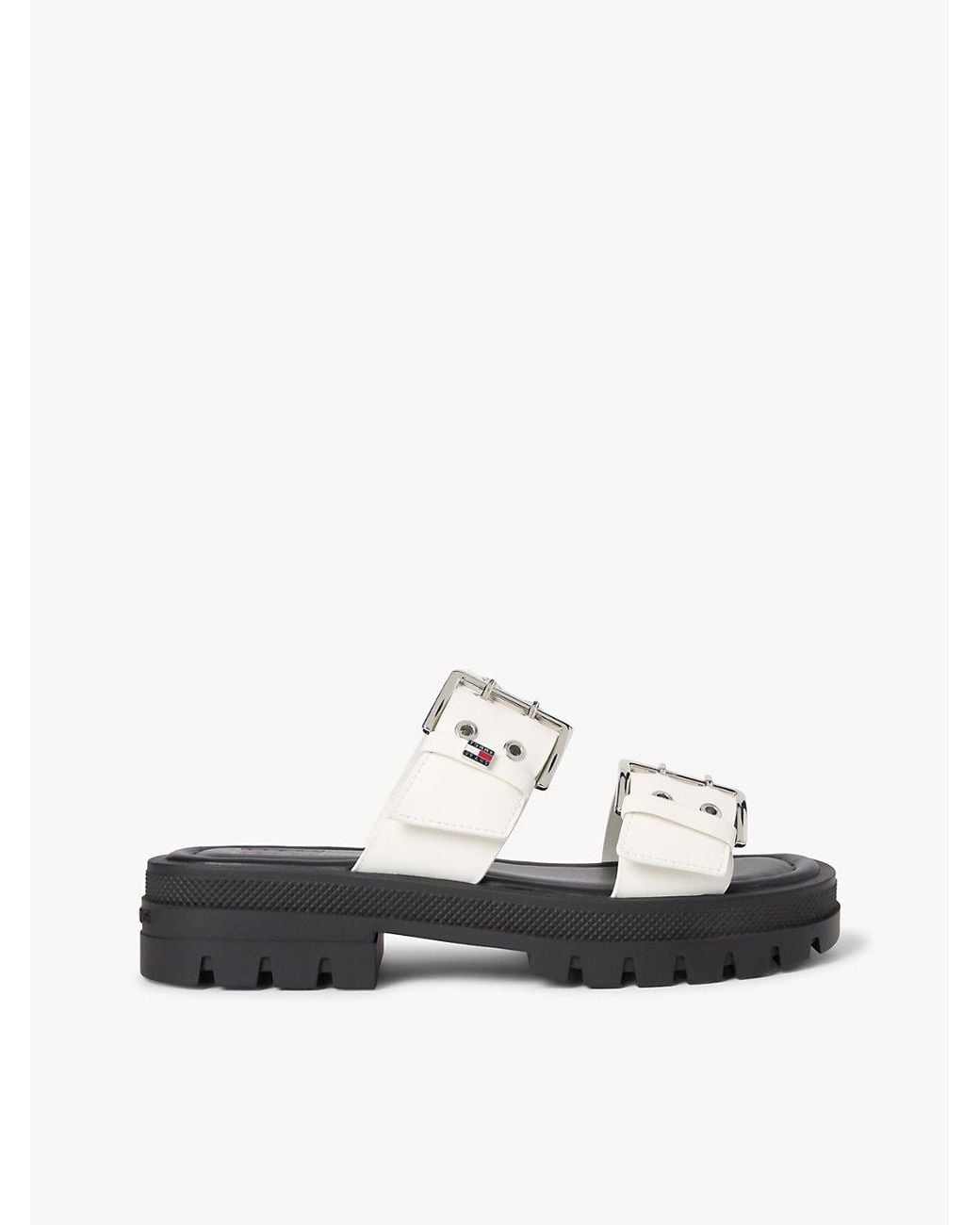 Tommy Hilfiger White Chunky Cleat Double Buckle Sandals
