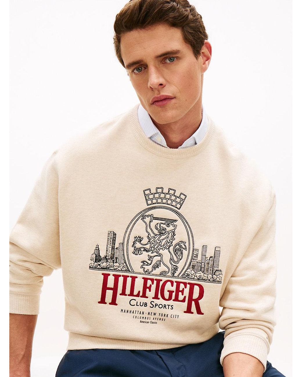 Tommy Hilfiger White Heritage Crest Embroidery Relaxed Sweatshirt for men