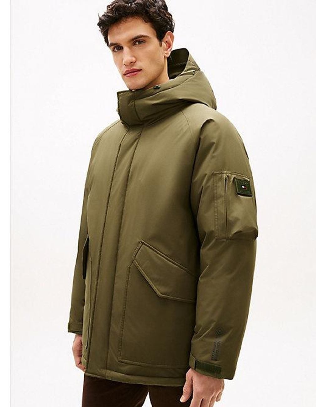 Tommy Hilfiger Green Water Repellent Windproof Down Hooded Parka for men