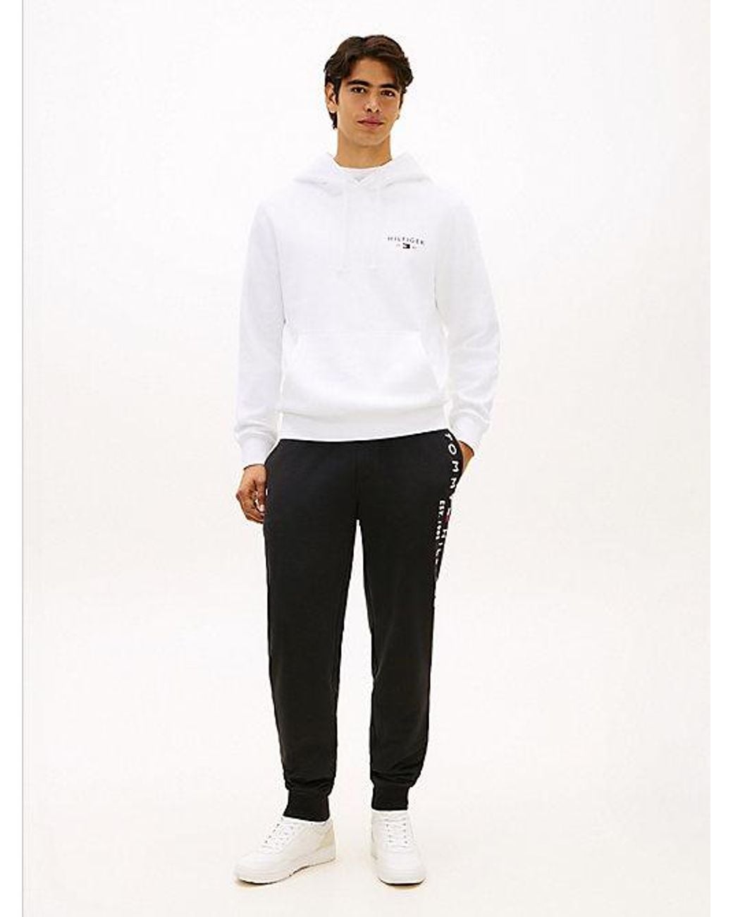 Tommy Hilfiger White Logo Terry Cuffed Leg Joggers for men
