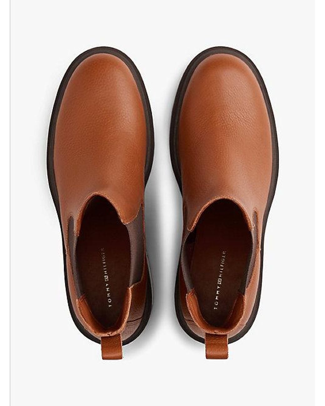 Tommy Hilfiger Brown Leather Cleat Chelsea Boots