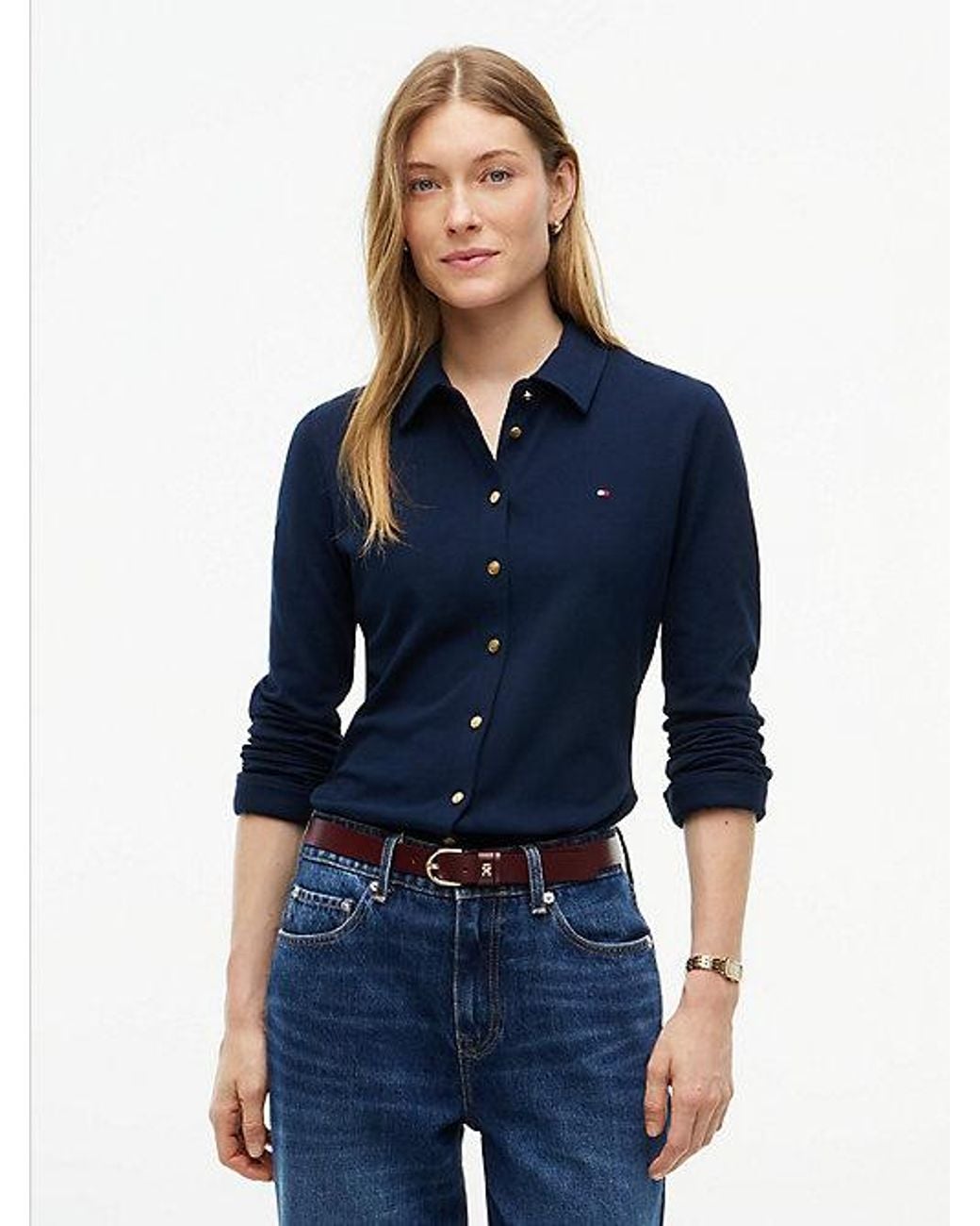 Tommy Hilfiger Blue 1985 Regular Fit Tone Button Shirt