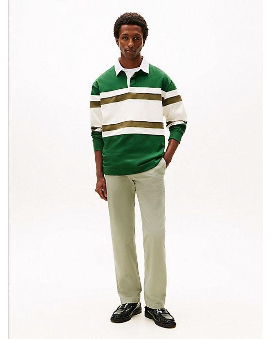 Tommy Hilfiger Green Denton Straight Twill Chinos for men