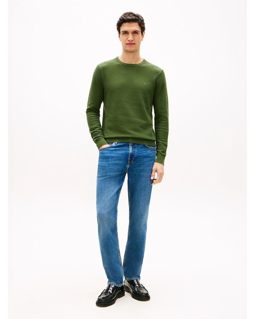 Tommy Hilfiger Green Structured Crew Neck Sweater for men