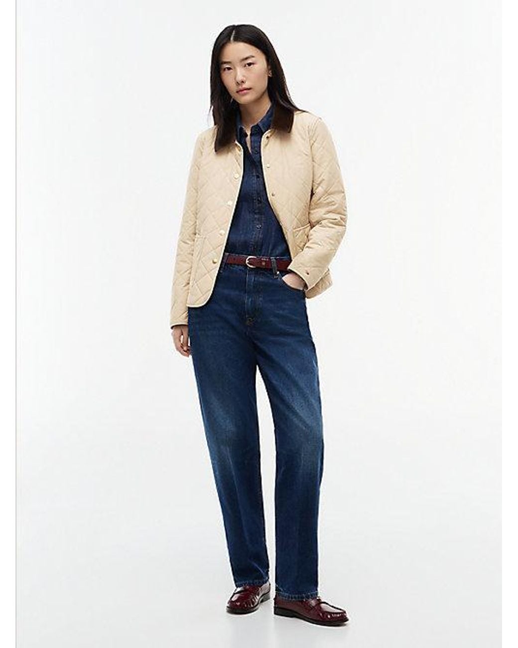 Tommy Hilfiger Blue Padded Diamond Quilted Slim Jacket