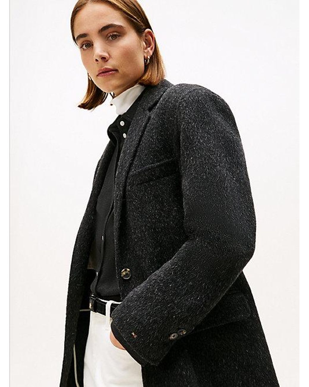 Tommy Hilfiger Black Wool Blend Oversized Fit Blazer