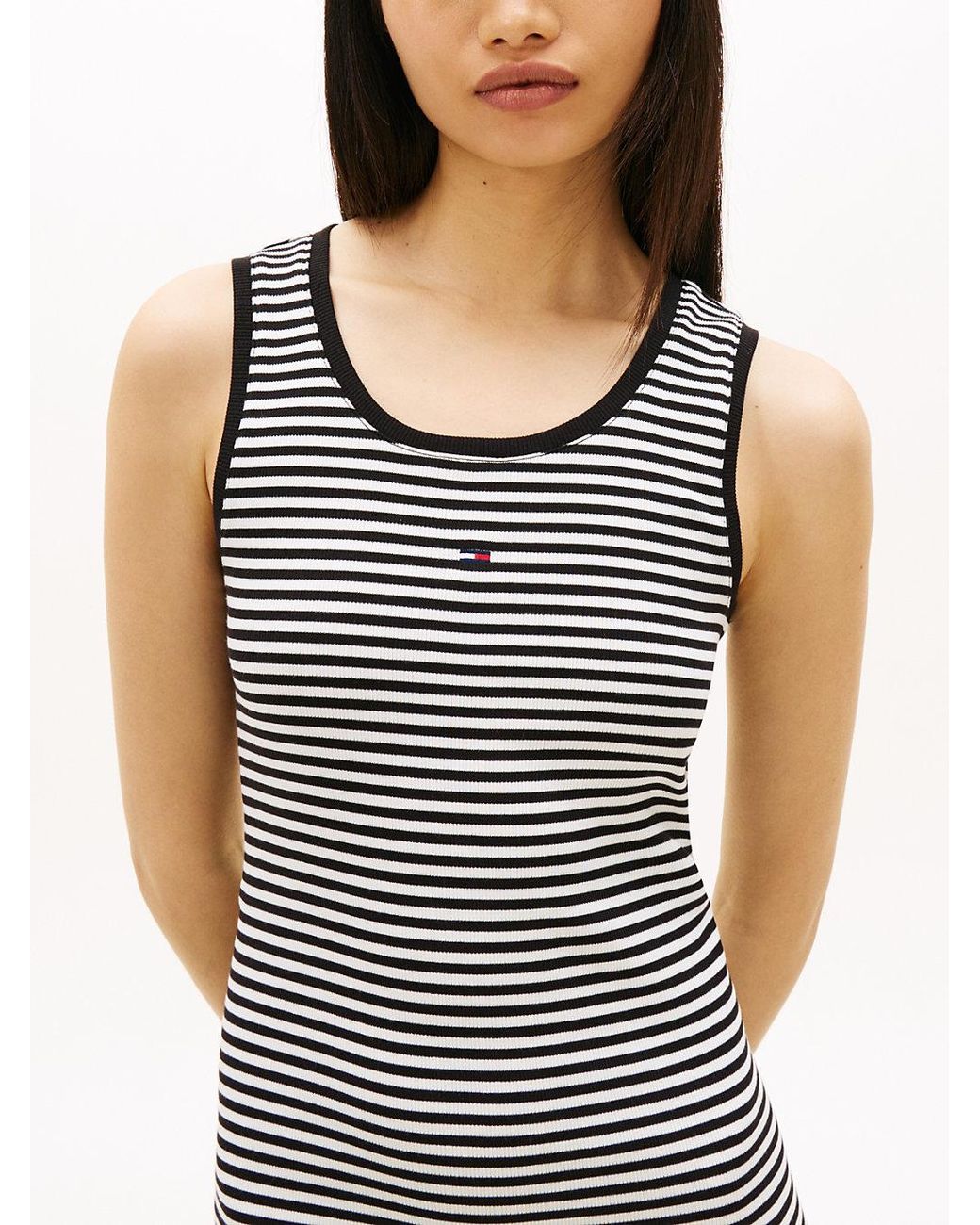 Tommy Hilfiger Multicolor Ribbed Sleeveless Slim Mini Bodycon Dress