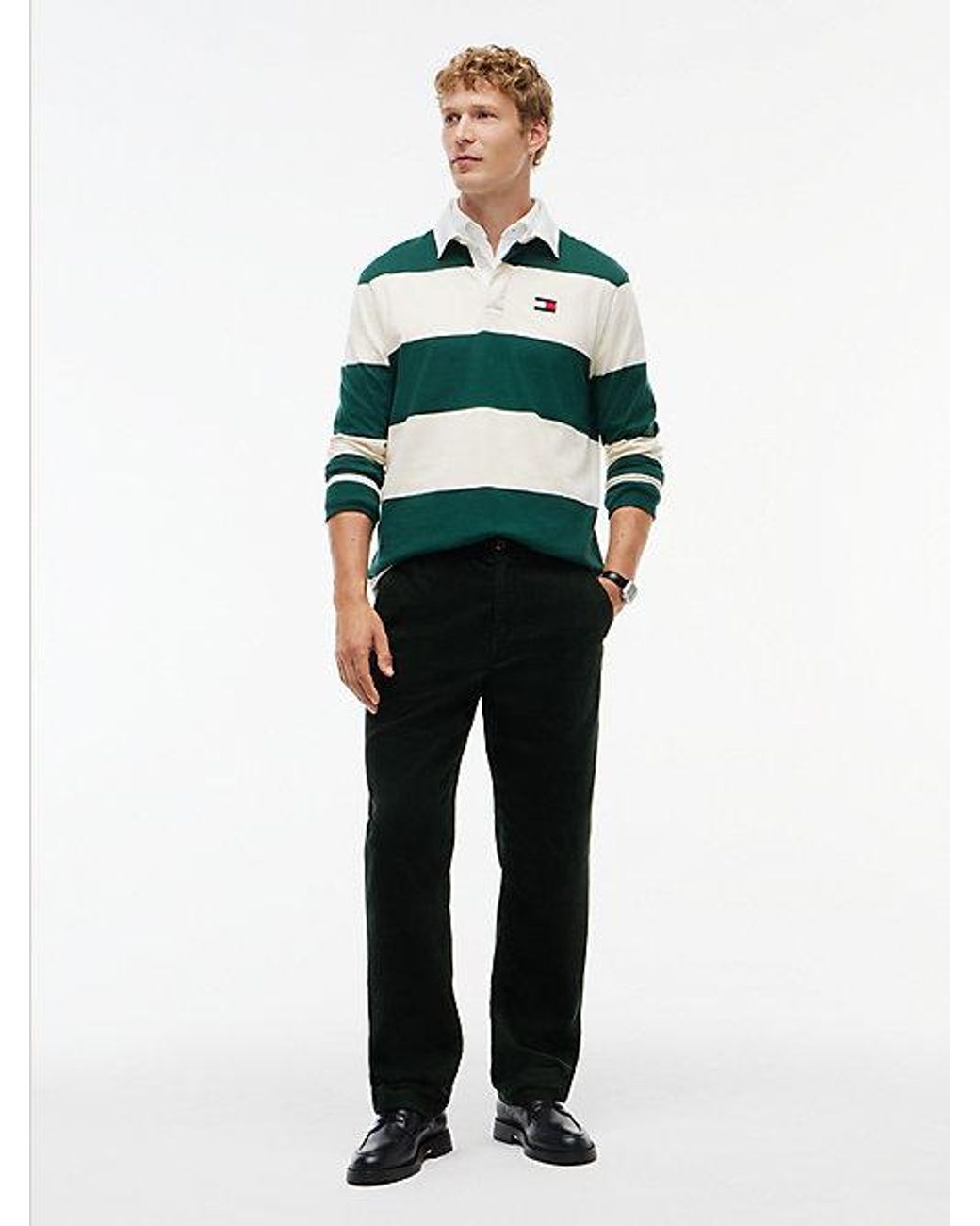 Tommy Hilfiger Black Dover Regular Straight Elasticated Corduroy Chinos for men
