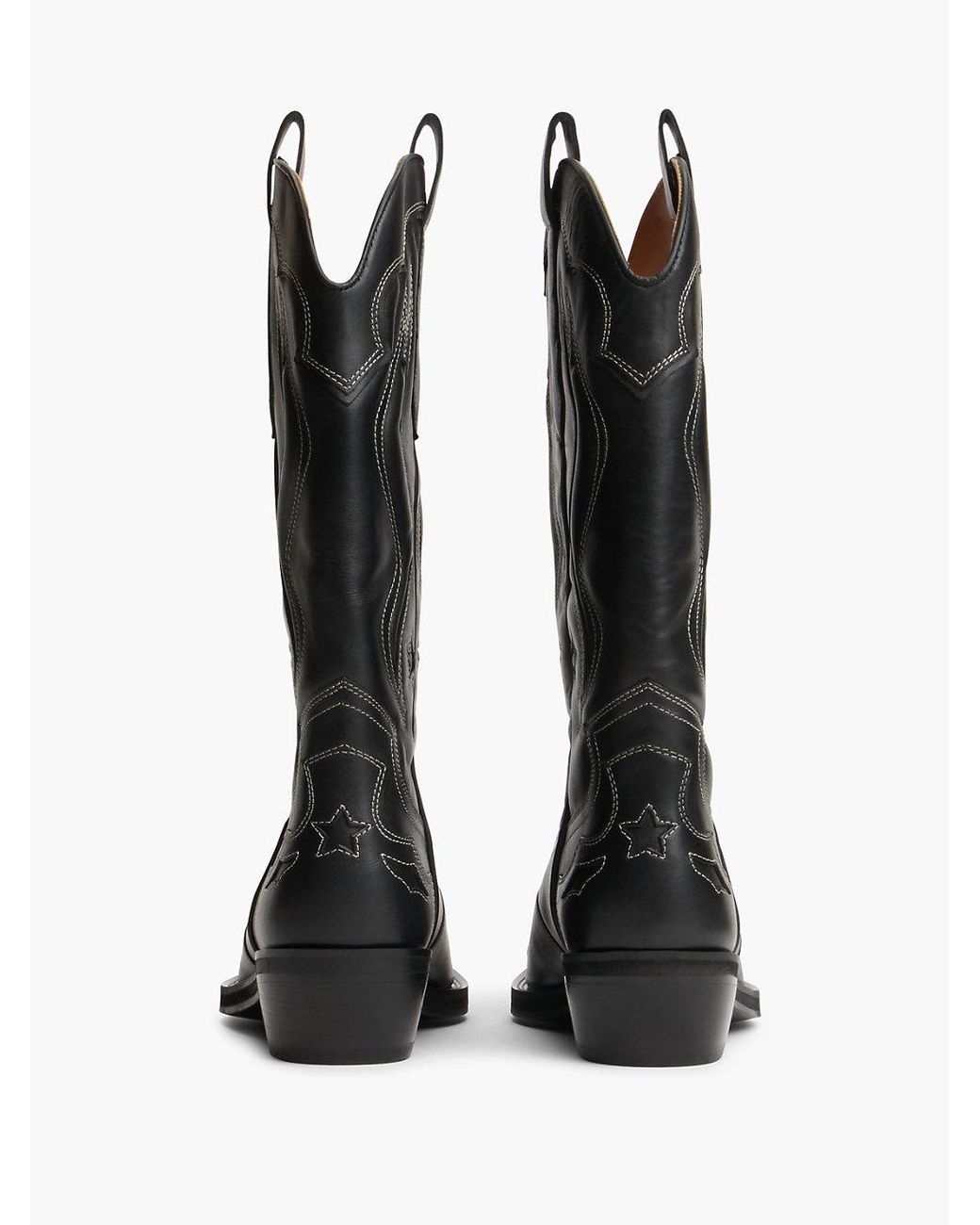 Tommy Hilfiger Black Archive Leather Cowboy Boots