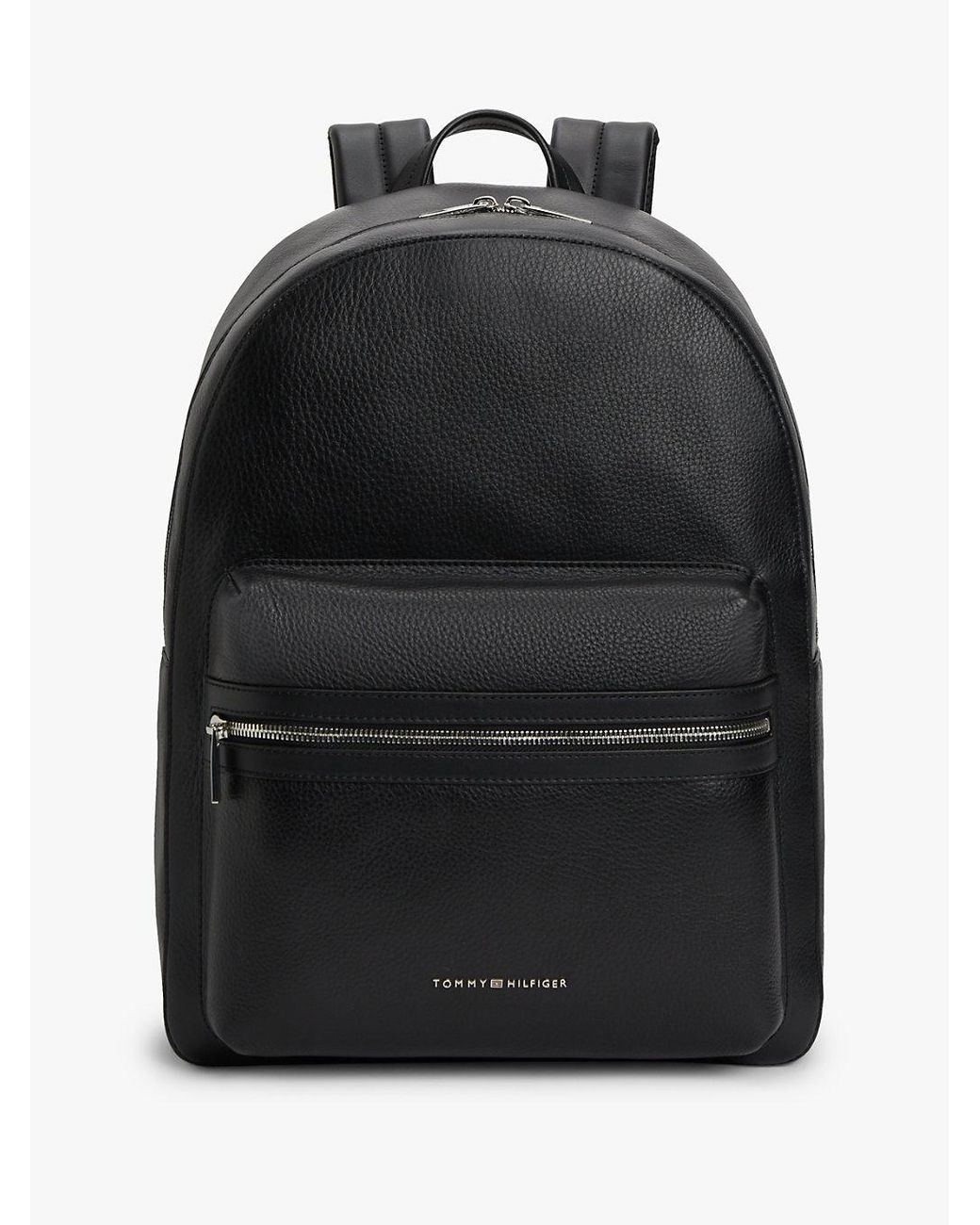 Tommy Hilfiger Black Th Business Premium Leather Dome Backpack for men
