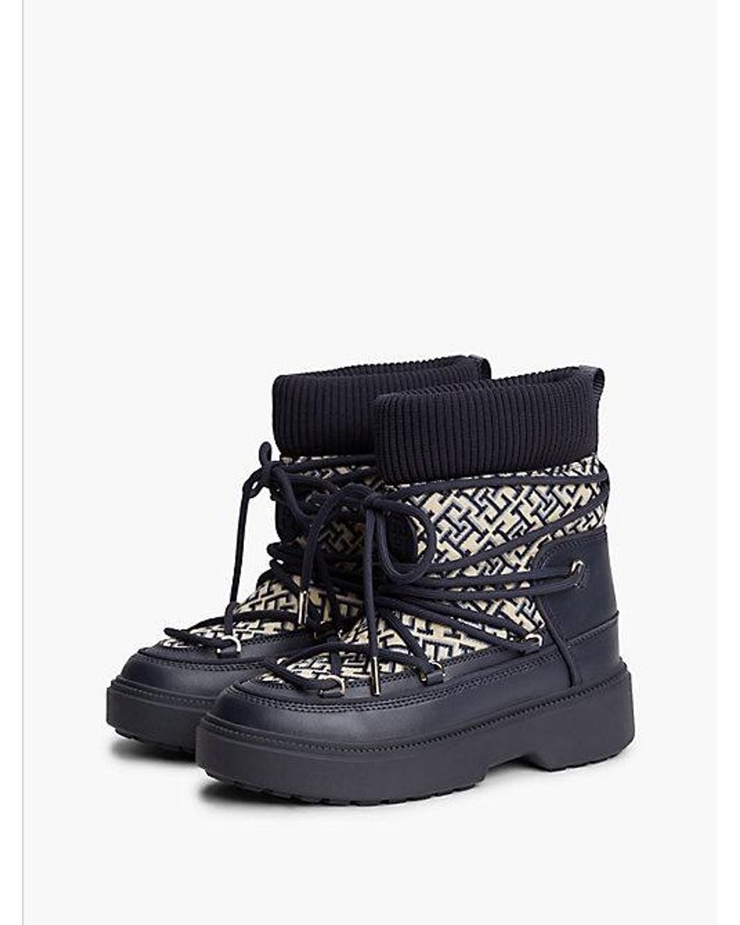 Tommy Hilfiger Blue Th Monogram Water Resistant Snow Boots
