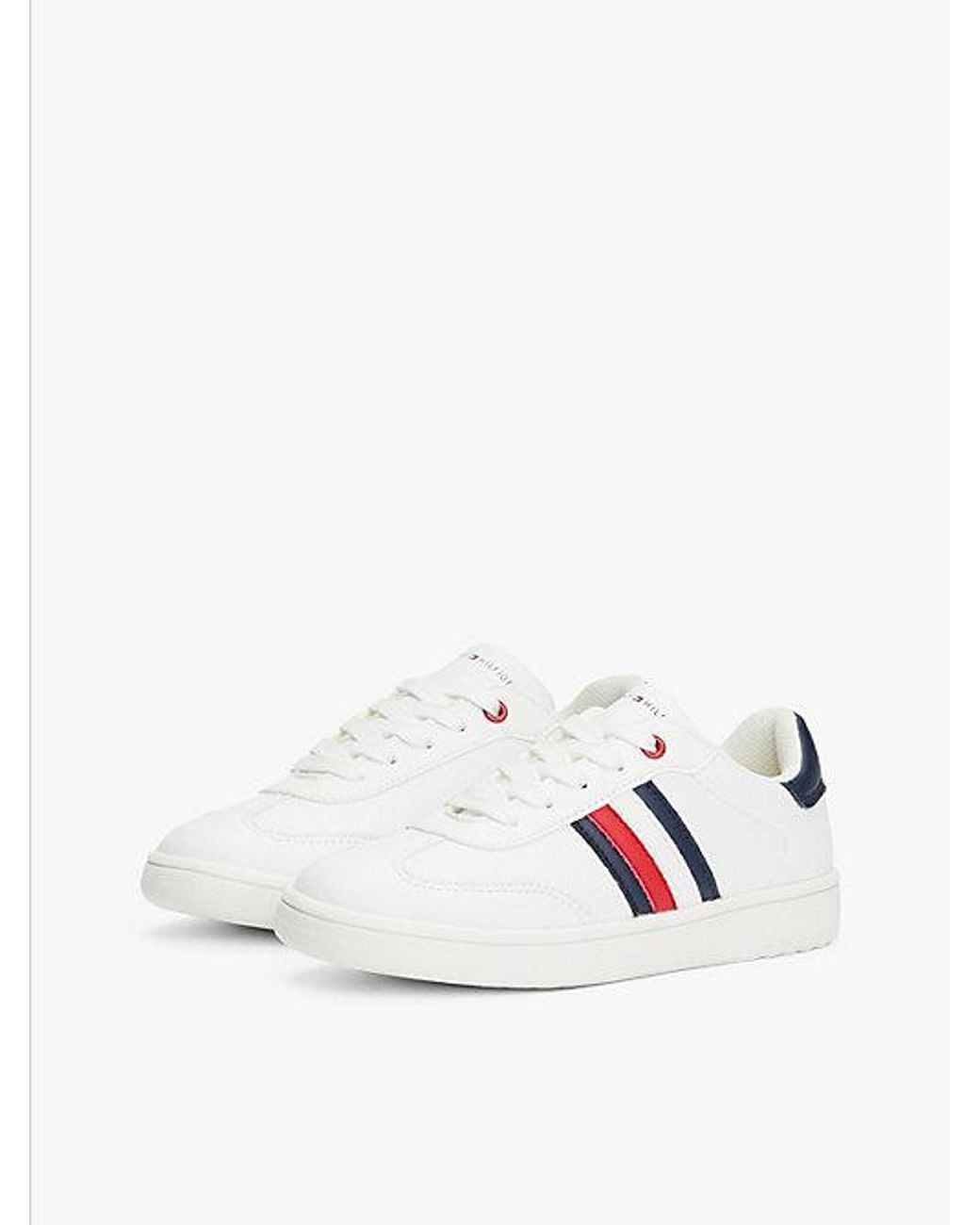 Tommy Hilfiger White Flag Contrast Heel Trainers