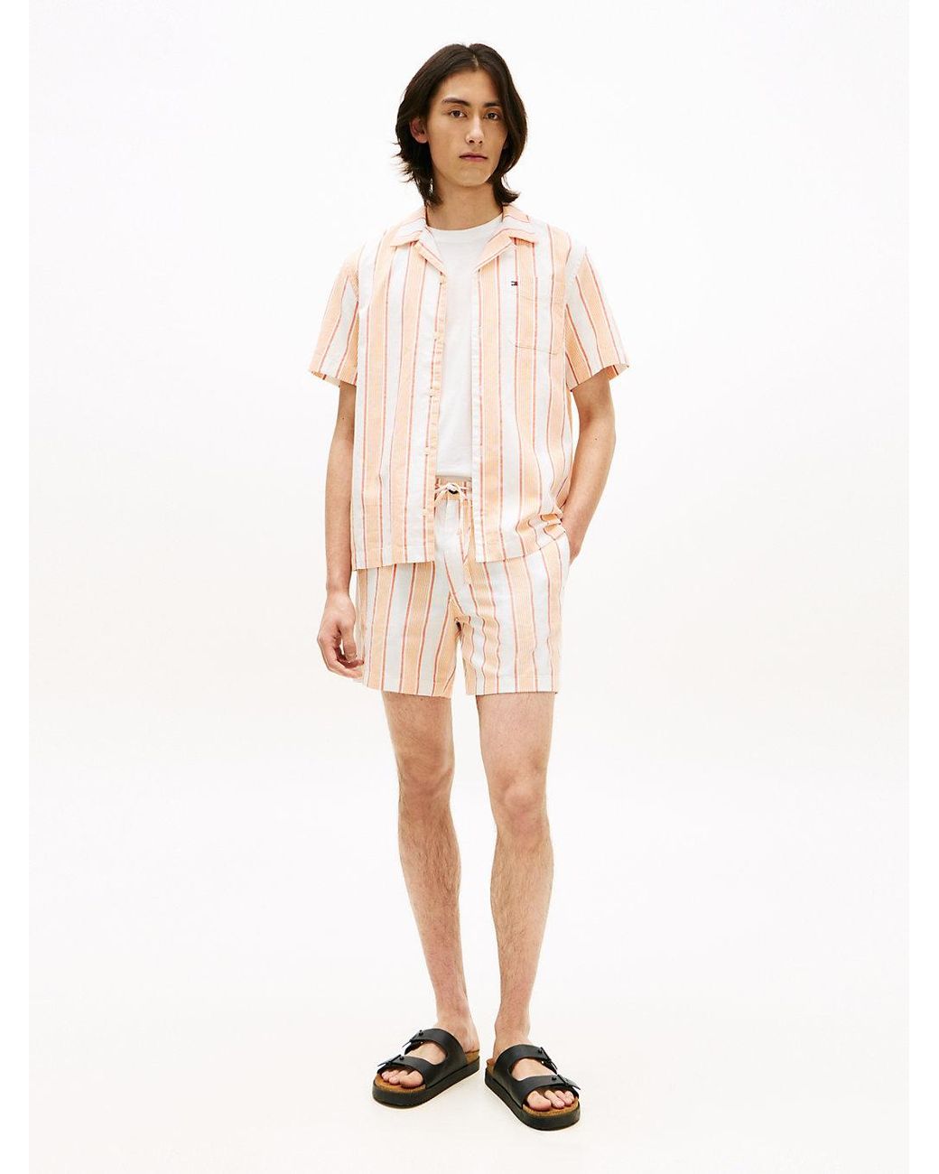 Tommy Hilfiger Natural Dover Open Weave Dobby Regular Fit Shorts for men