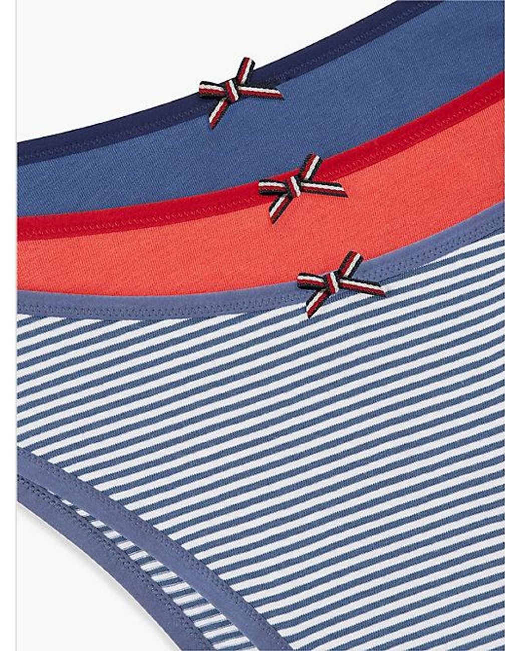 Tommy Hilfiger Blue 3 Pack Global Stripe Bow Brazilian Briefs