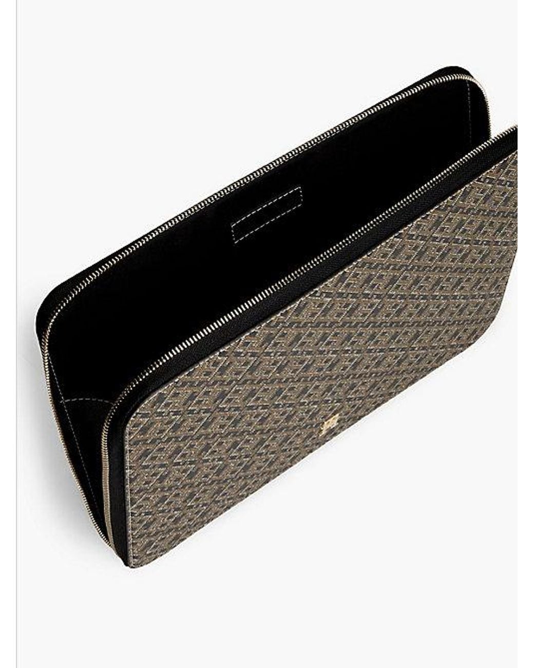 Tommy Hilfiger Gray Hilfiger Icon Print Zip Around Laptop Sleeve